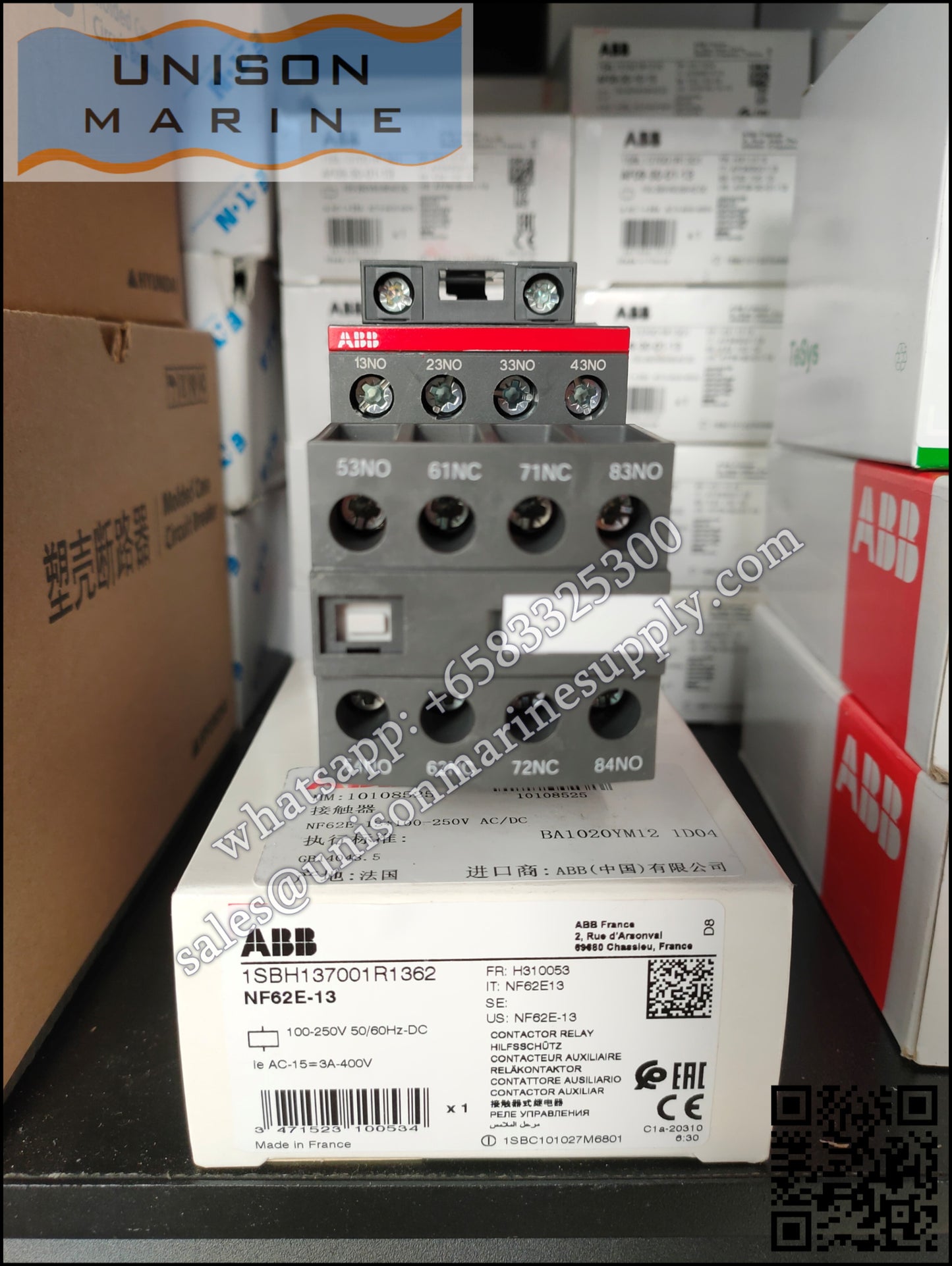 ABB Magnetic Contactors Relay :   NF62E-13 100-250V50/60HZ-DC, 1SBH137001R1362