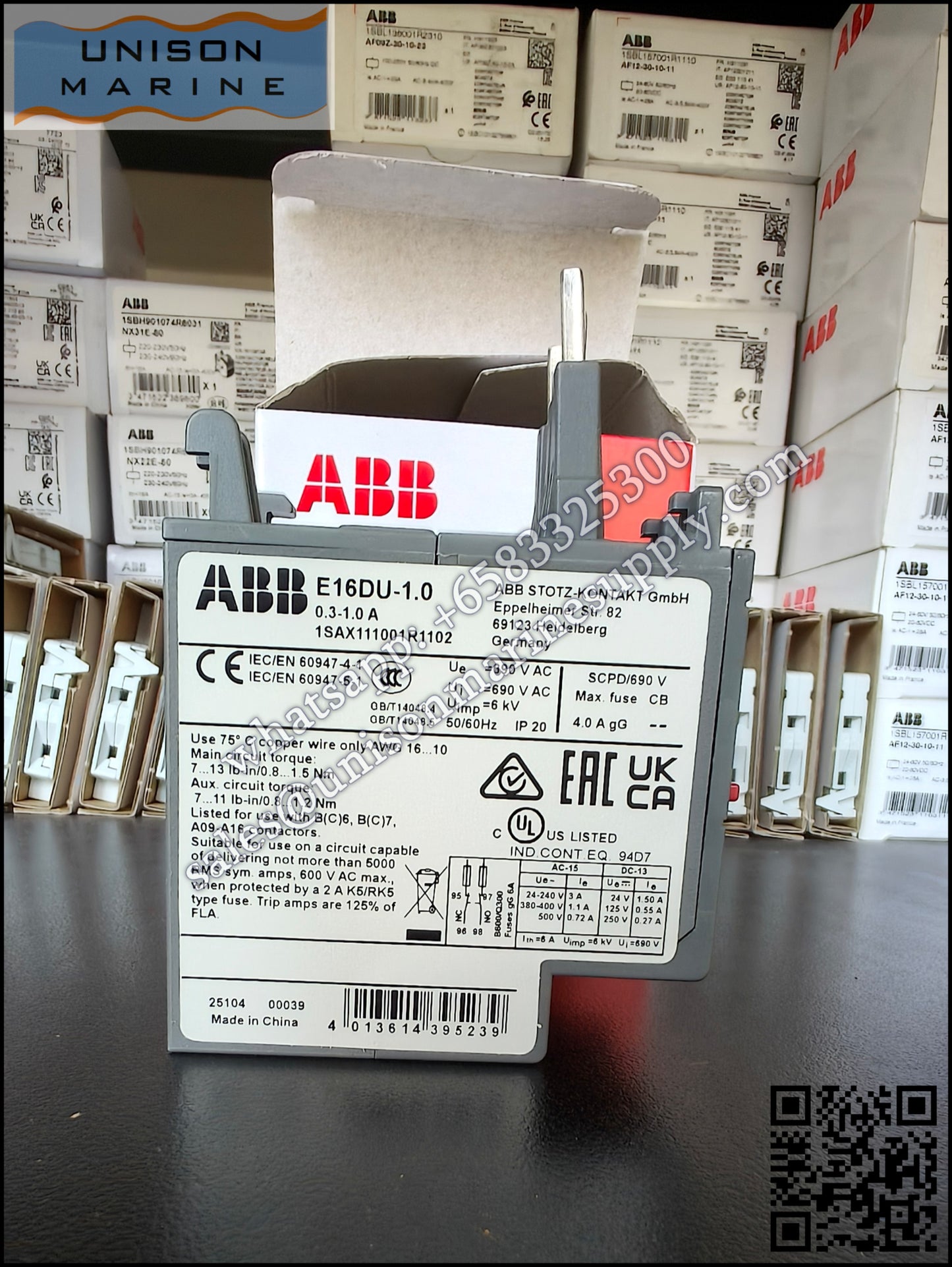 ABB electronic overload relays: E16DU-1.0（0.3...1.0A）,1SAX111001R1102
