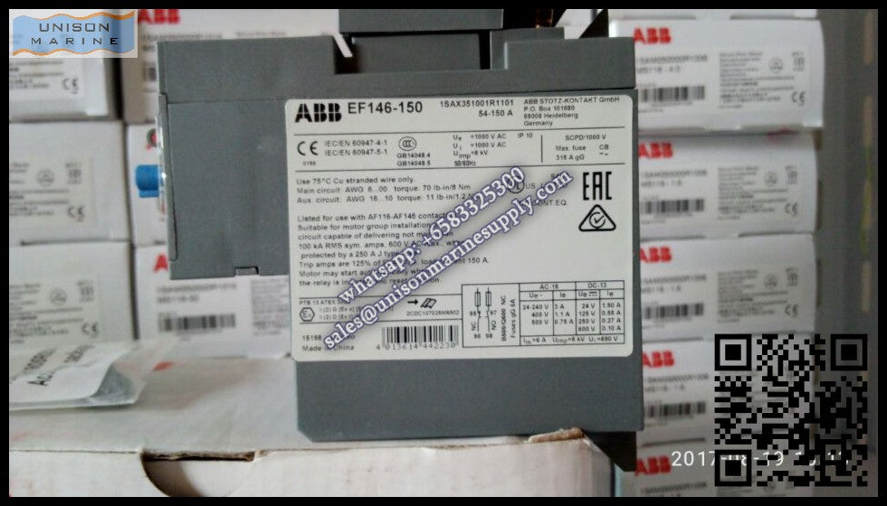 ABB electronic overload relays:EF146-150（54...150A）,1SAX351001R1101