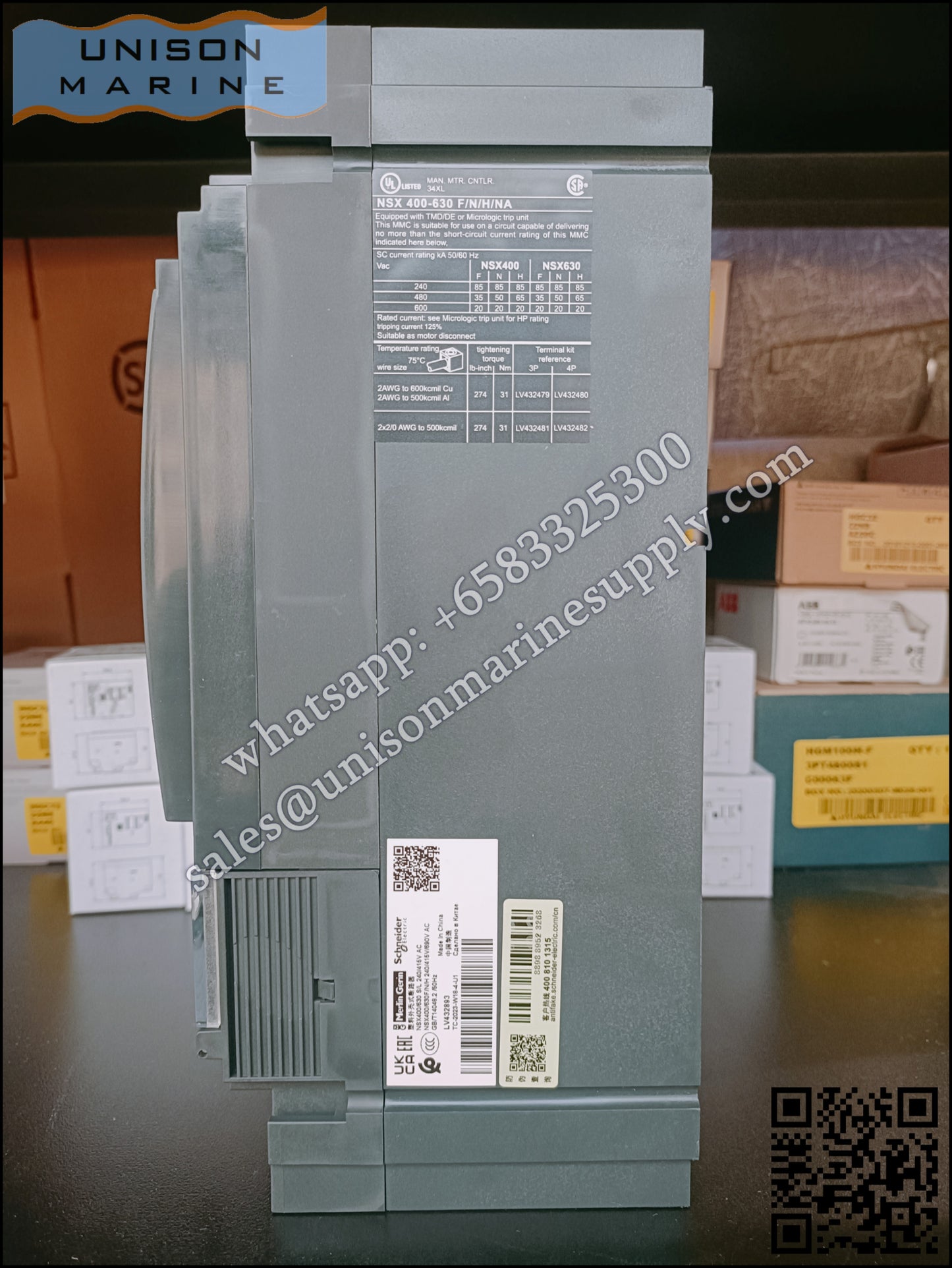 Schneider Electric circuit breaker -  ComPact NSX630N 50kA at 415VAC MicroLogic 2.3 630A 3P3D