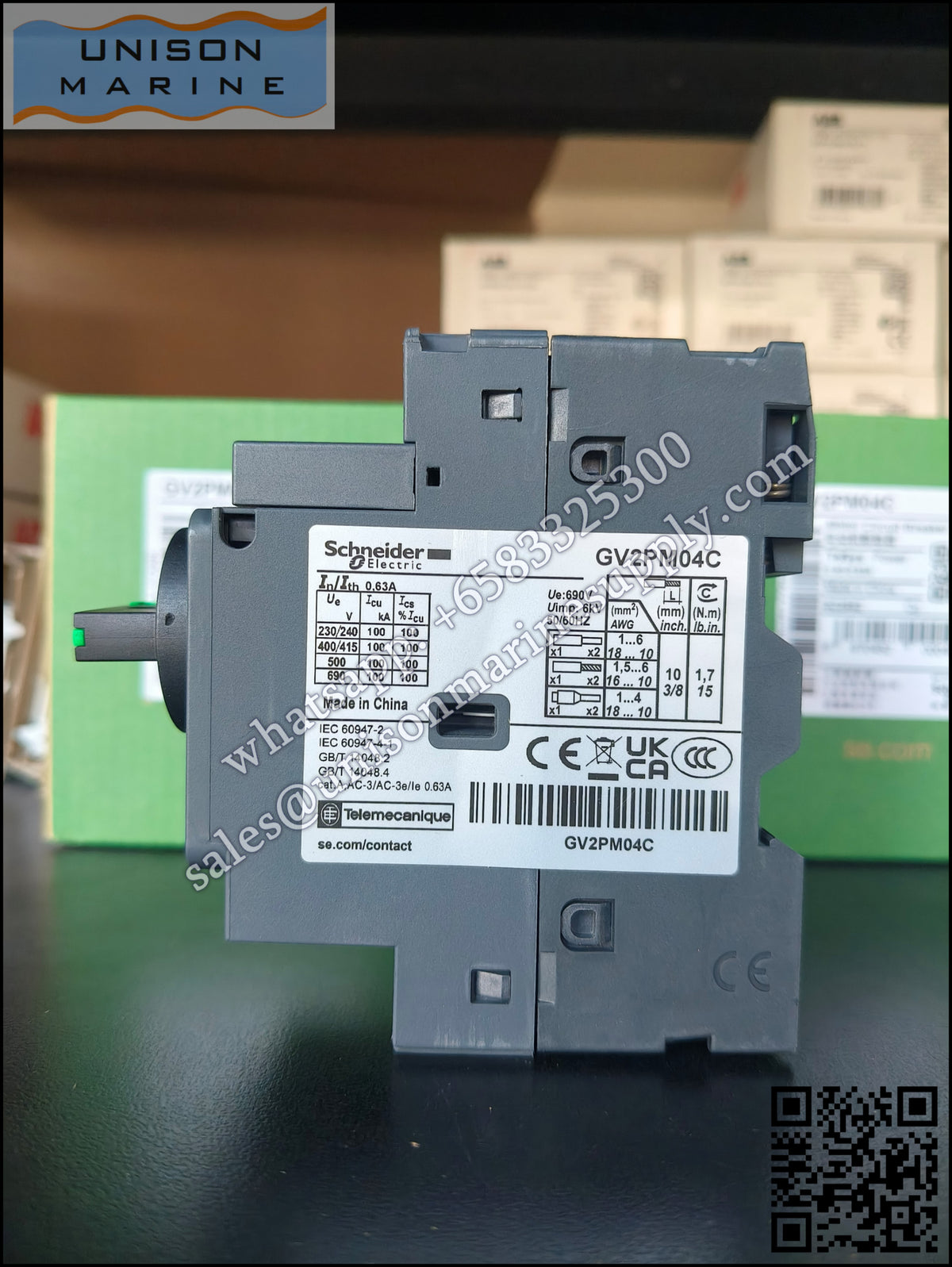 Schneider GV2 Motor circuit breaker: GV2PM04C, 3P 0.4-0.63 A