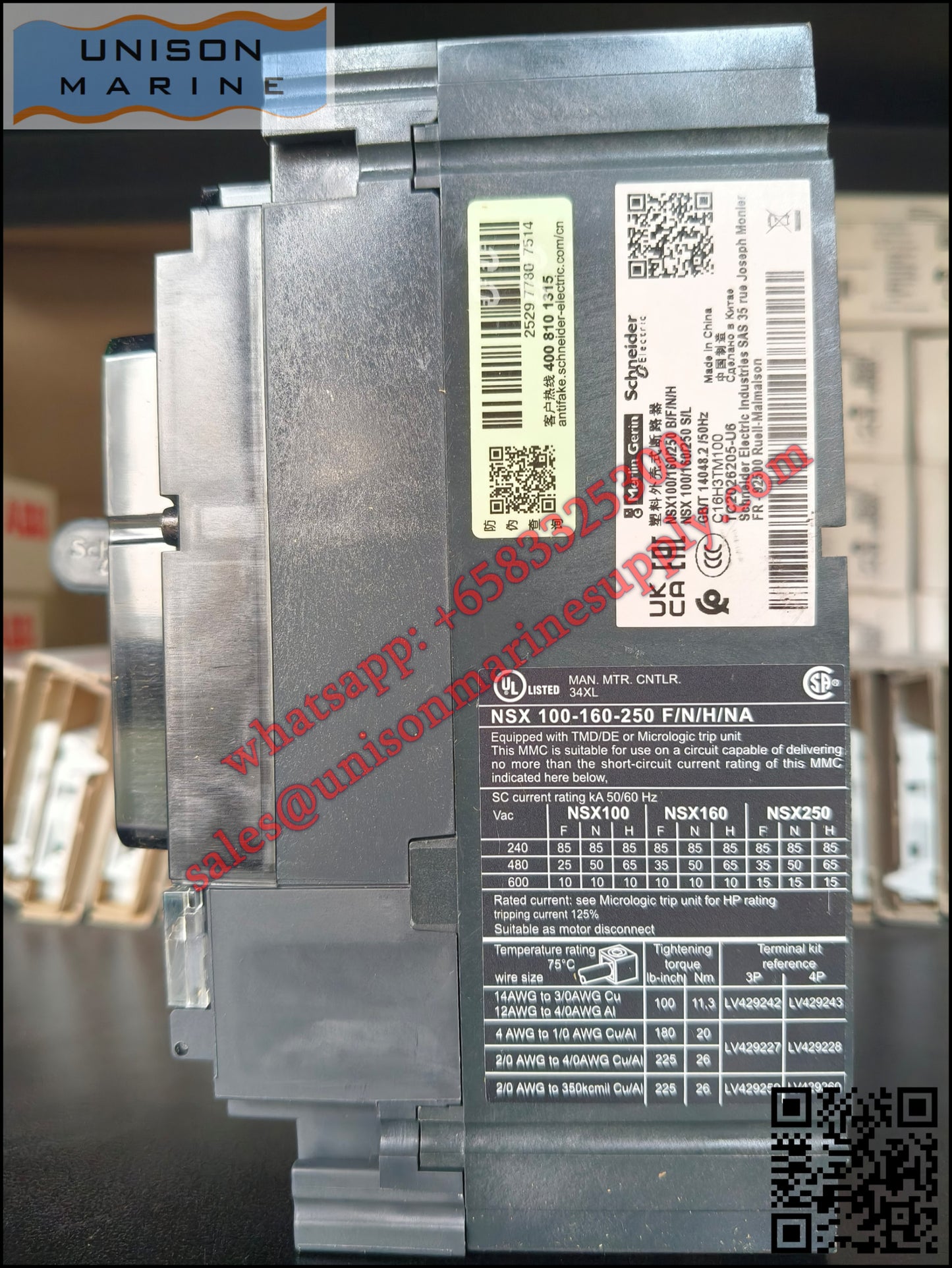 Schneider Electric circuit breaker NSX160H, TMD trip unit 100A 3P3D, C16H3TM100