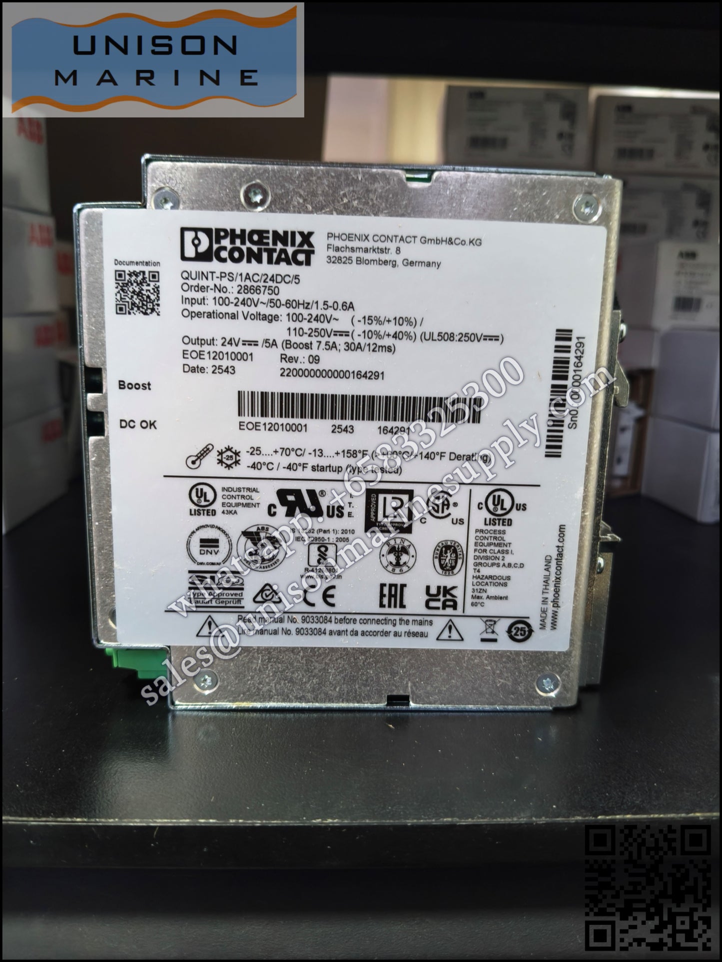 Phoenix Contact DIN Rail Power Supply：QUINT-PS/1AC/24DC/5,2866750