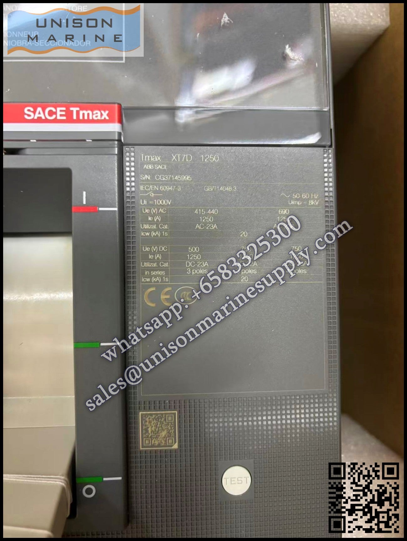 ABB SACE Tmax XT Circuit Breakers:XT7D 1250 4p F F,1SDA101910R1