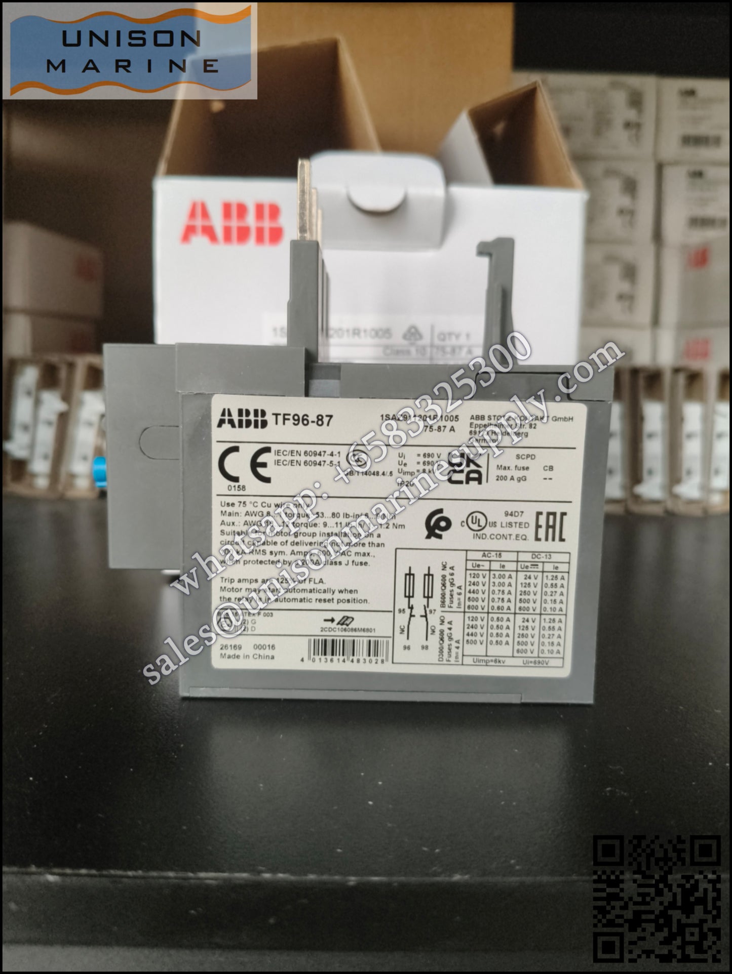 ABB Thermal Overload Relay 1 NO/1 NC:TF96-87（75...87A）,1SAZ911201R1005