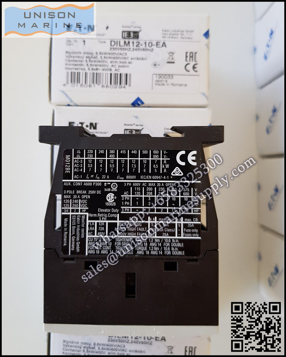 Eaton DILM Contactor, DILM12-10 230V 50Hz/24060Hz Coil  3-Pole