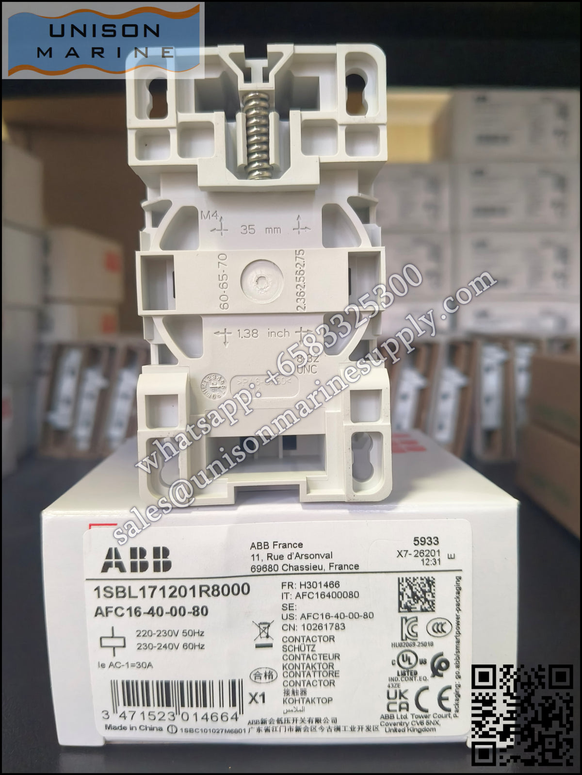 ABB Magnetic Contactors AF Series : AFC16-40-00-80*220-230V 50Hz/230-240V60Hz,1SBL171201R8000