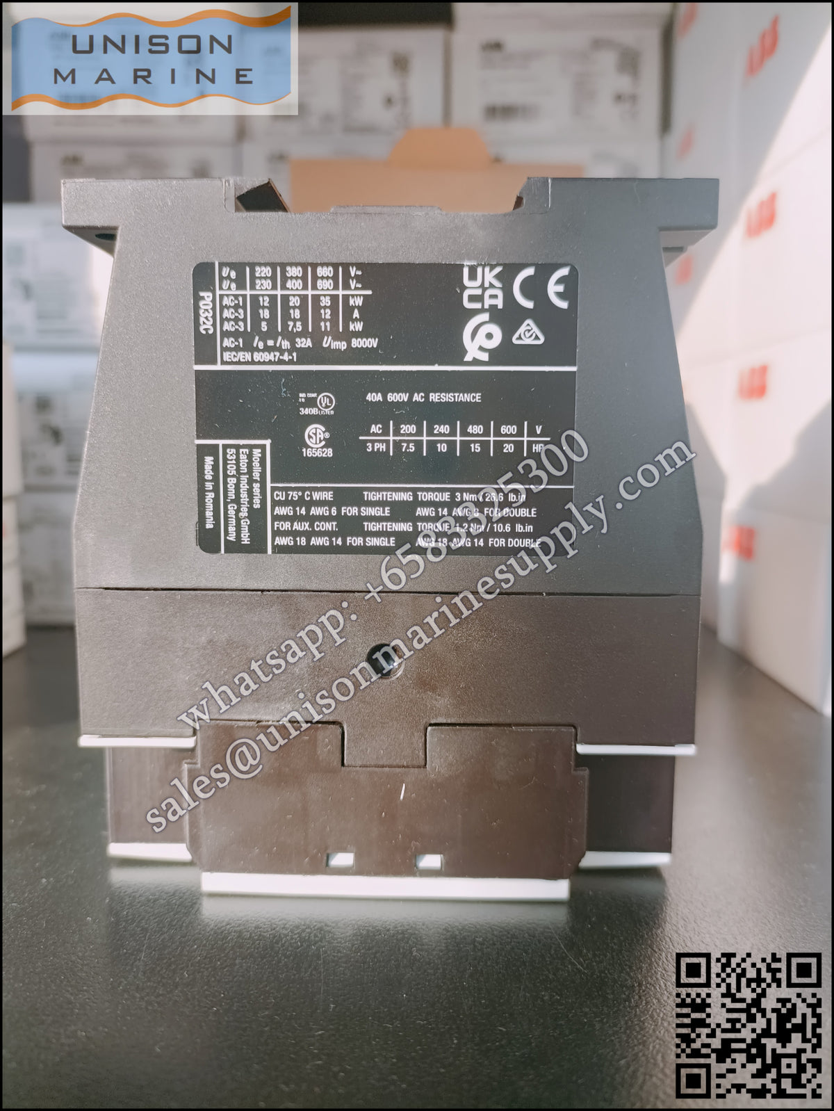 Eaton DILM Contactor, DILM32-10（RDC24） 24-27VDC Coil  3-Pole