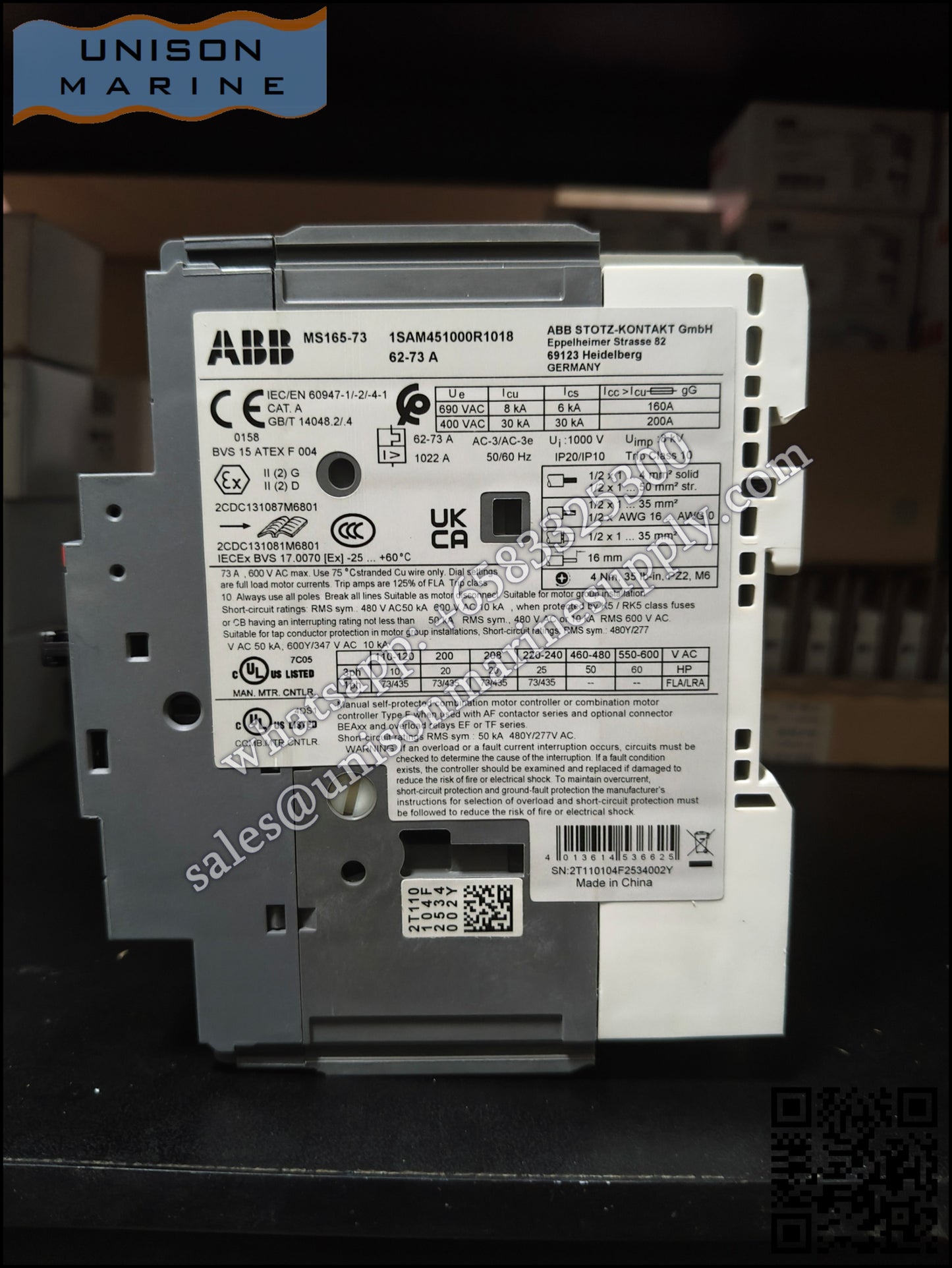 ABB Manual Motor Starter MS165-73 1SAM451000R1018