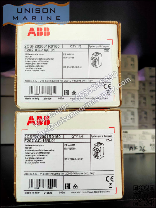ABB Residual Current Circuit Breaker(RCCB) F202 AC-16/0.01 2CSF202001R0160