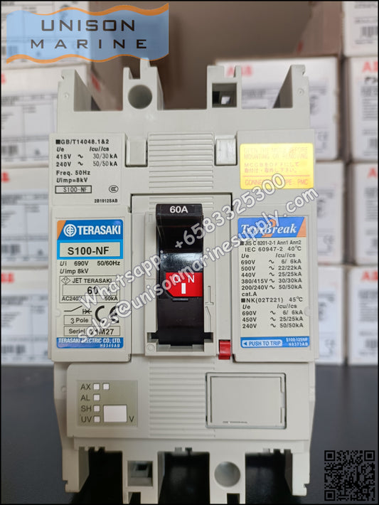 TRASAKI Marine Circuit Breaker (MCCB): S100-NF 60A 3P Fixed / Plug-in Type