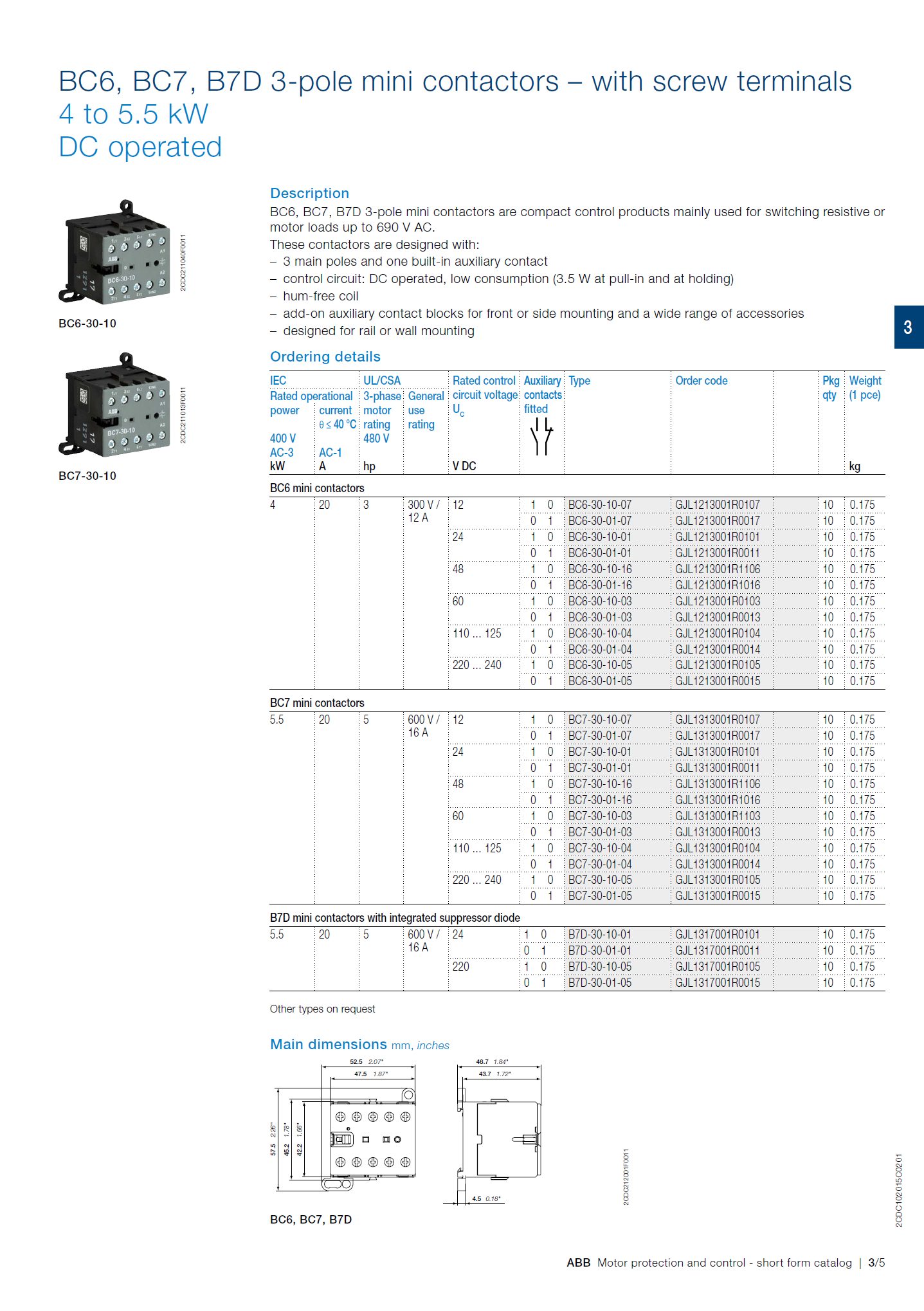 ABB B6, B7 series mini contactors: BC6-30-10-P-1.4 GJL1213009R8101