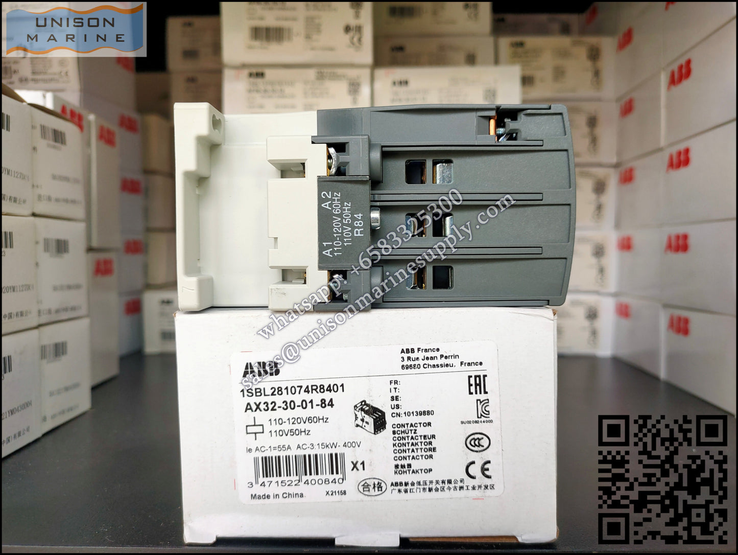 ABB Magnetic Contactors AX Series :  AX32-30-01-84 110V50Hz/110-120V60Hz,1SBL281074R8401
