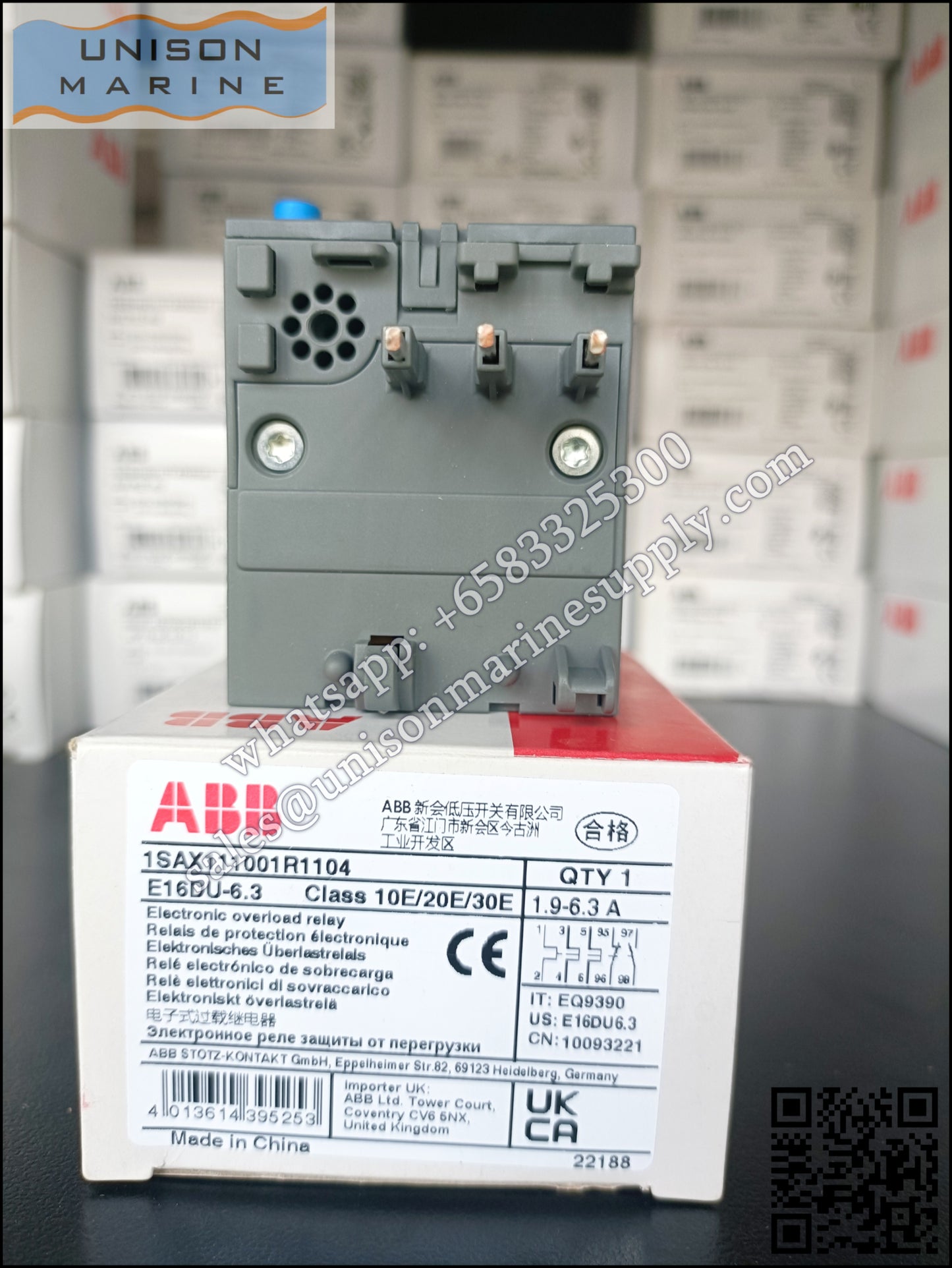 ABB electronic overload relays: E16DU-6.3（2.0...6.3A）,1SAX111001R1104