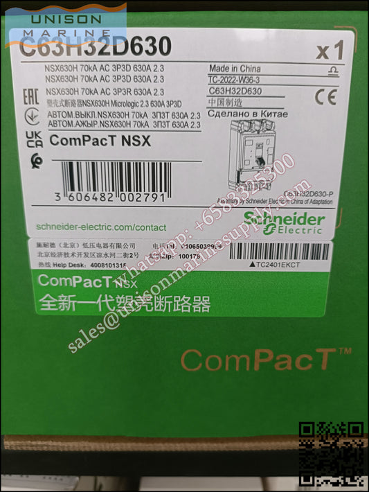 Schneider Electric circuit breaker：NSX630H 70 kA (415 VAC) MicroLogic 2.3 脱扣单元 630A，C63H32D630