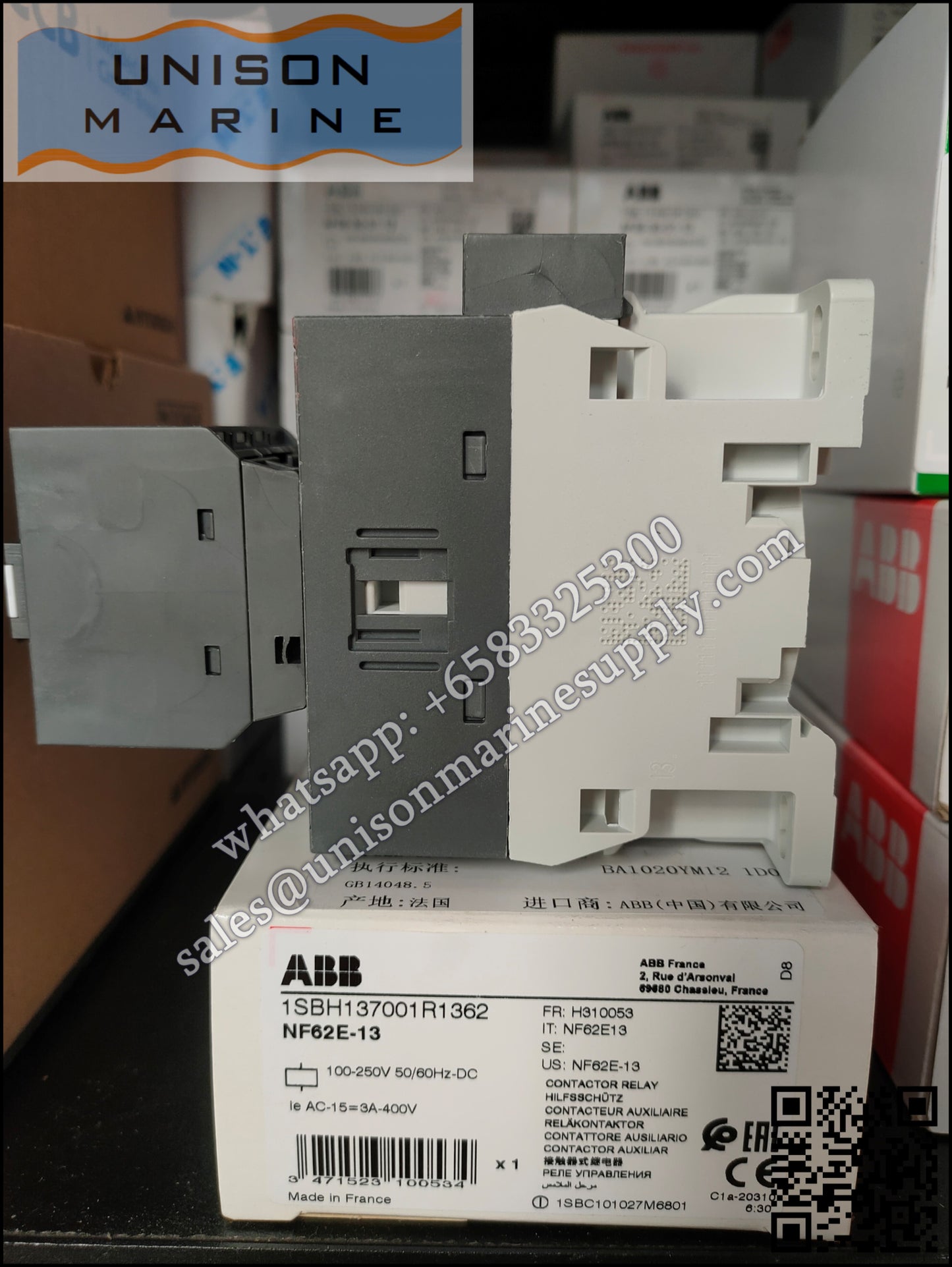 ABB Magnetic Contactors Relay :   NF62E-13 100-250V50/60HZ-DC, 1SBH137001R1362