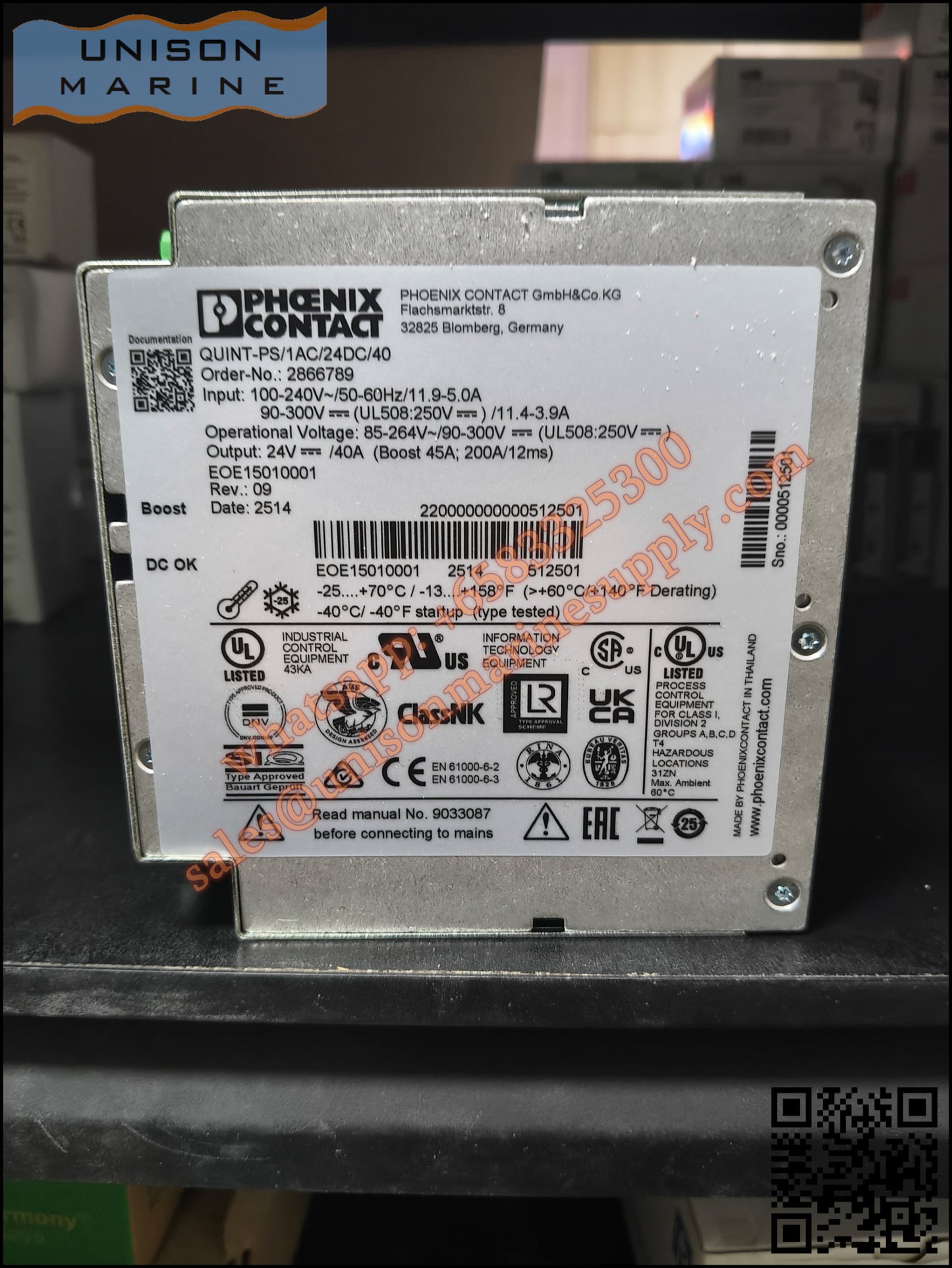 Phoenix Contact DIN Rail Power Supply：QUINT-PS/1AC/24DC/40 ,2866789