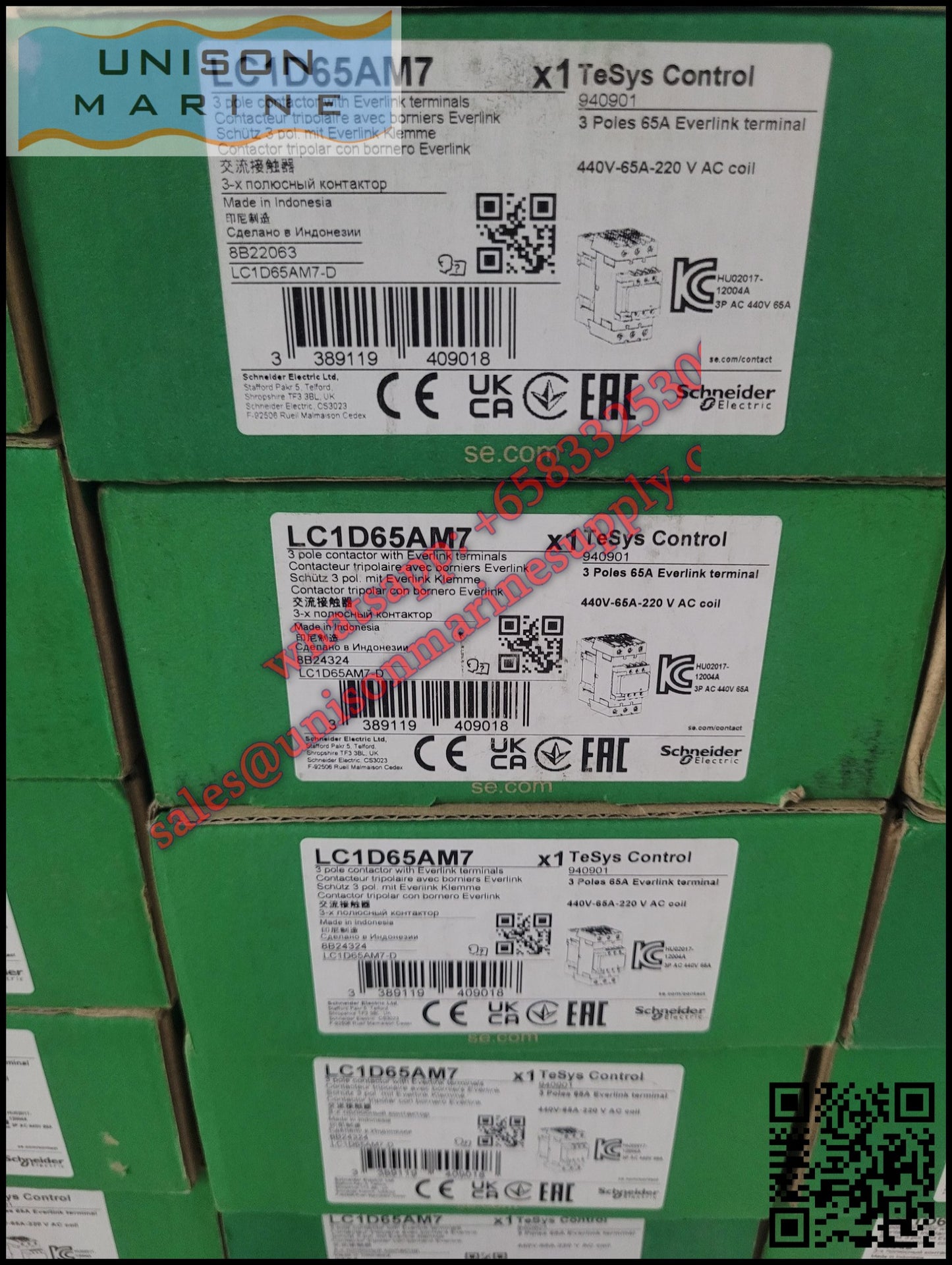 Schneider TeSys Deca Contactors : LC1D65AM7