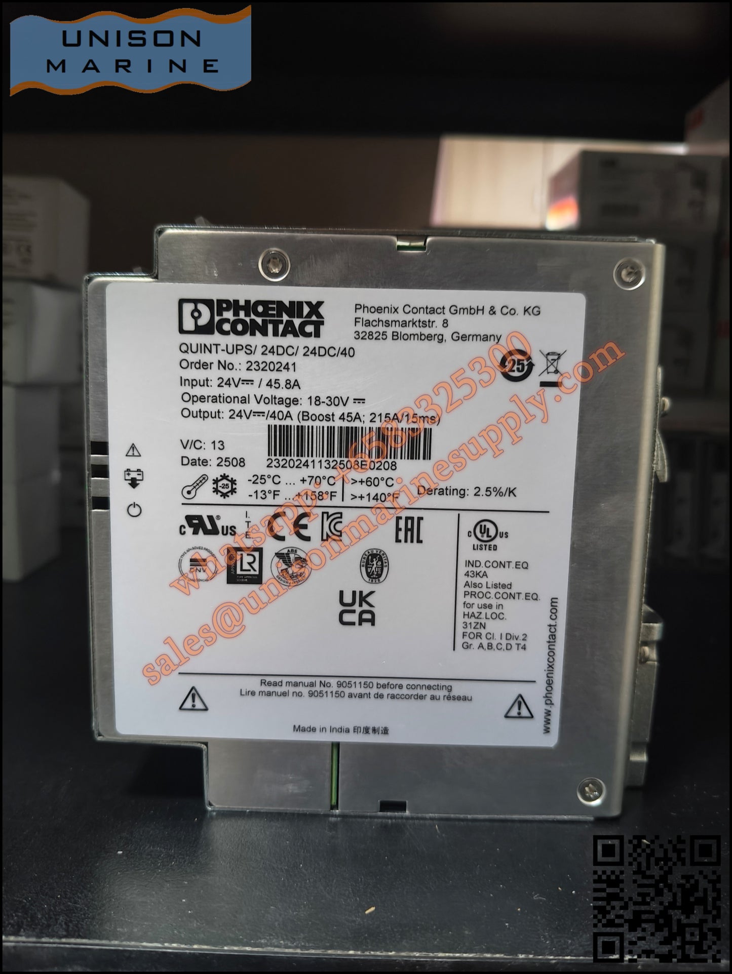 Phoenix Contact DIN Rail Power Supply: QUINT-UPS/ 24DC/ 24DC/40,2320241