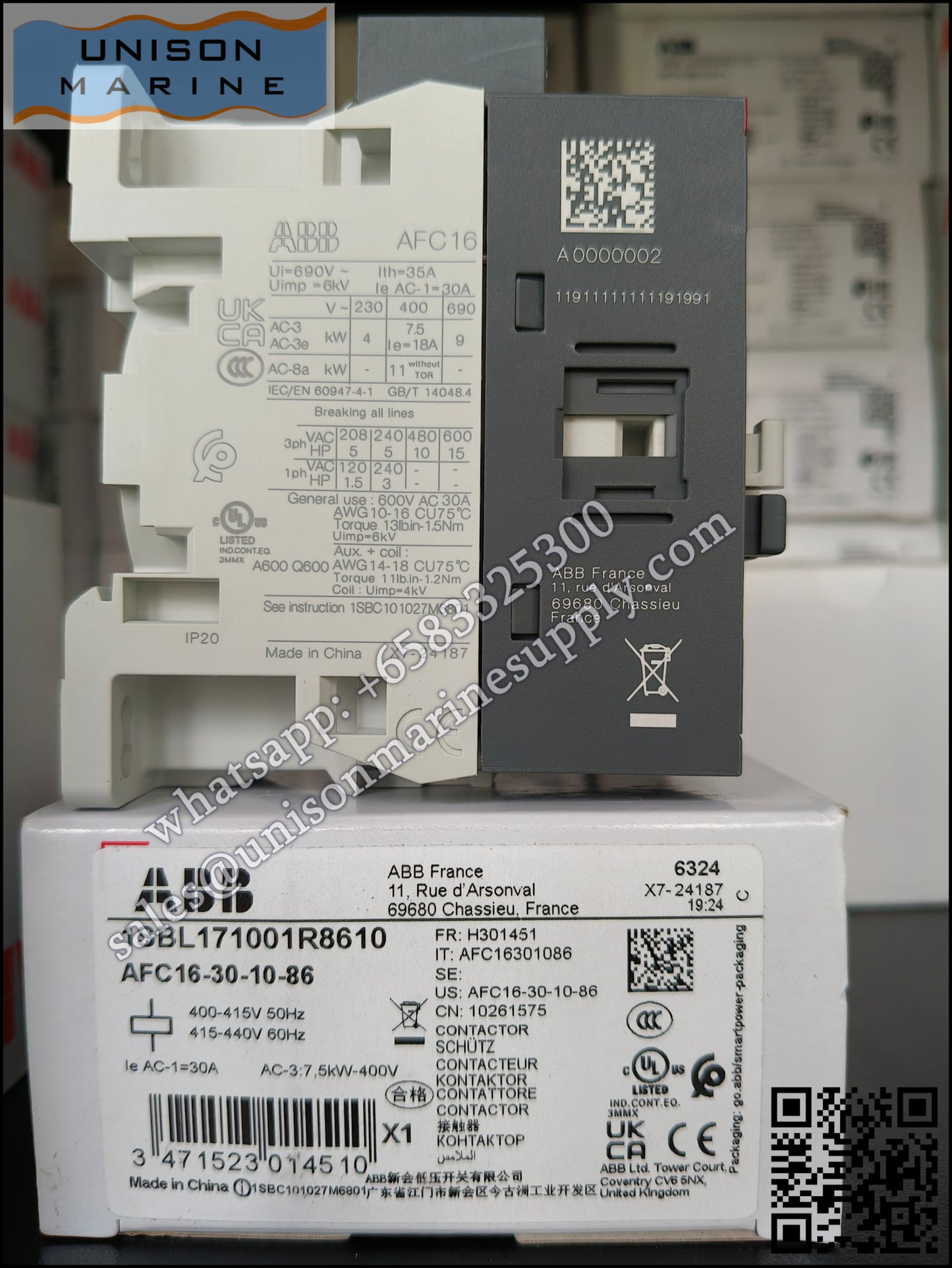 ABB Magnetic Contactors AF Series : AFC16-30-10-86*400-415V50Hz/415-440V60Hz,1SBL171001R8610