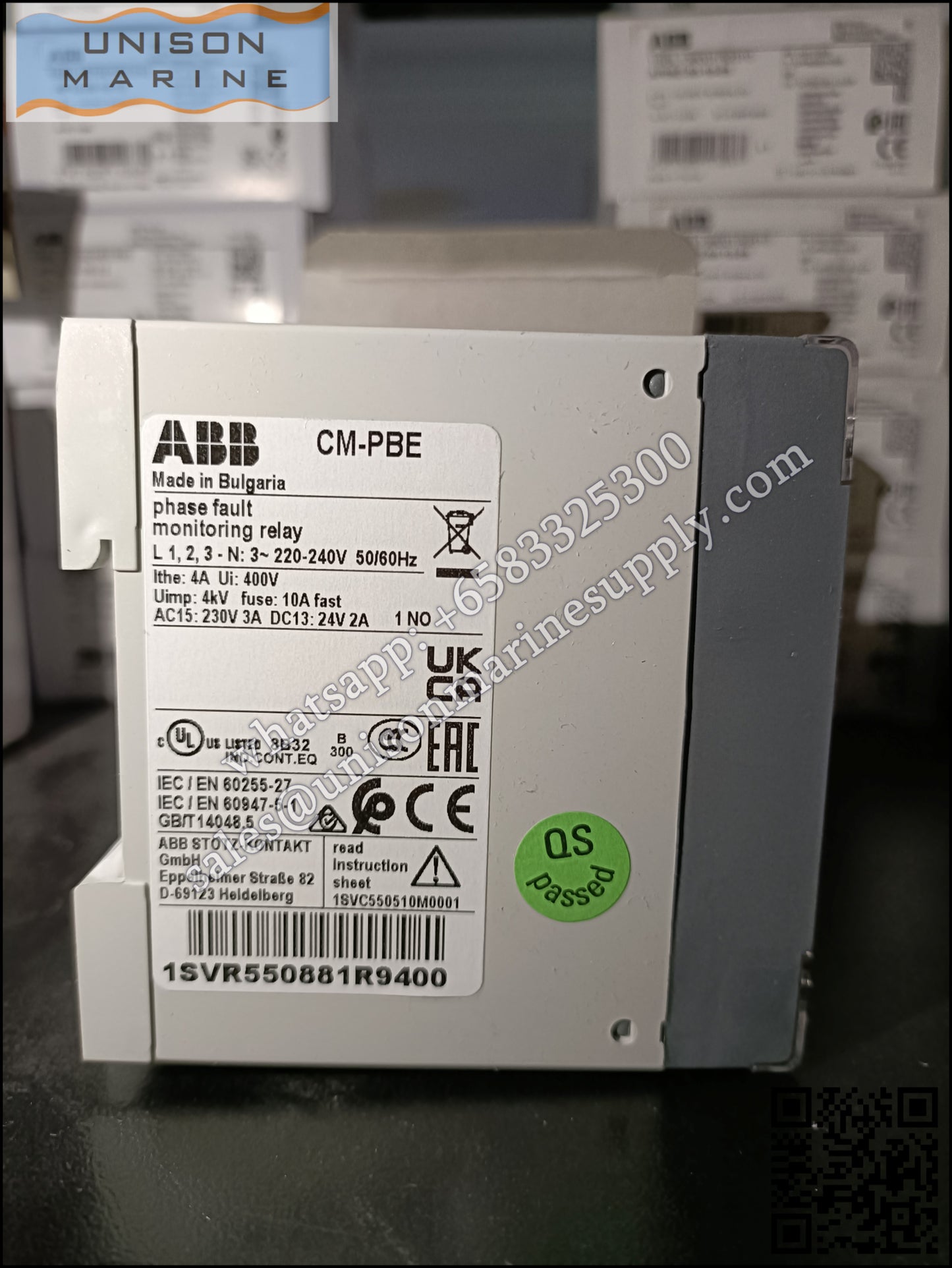 ABB Phase loss monitoring relay 1n/o, CM-PBE,1SVR550881R9400
