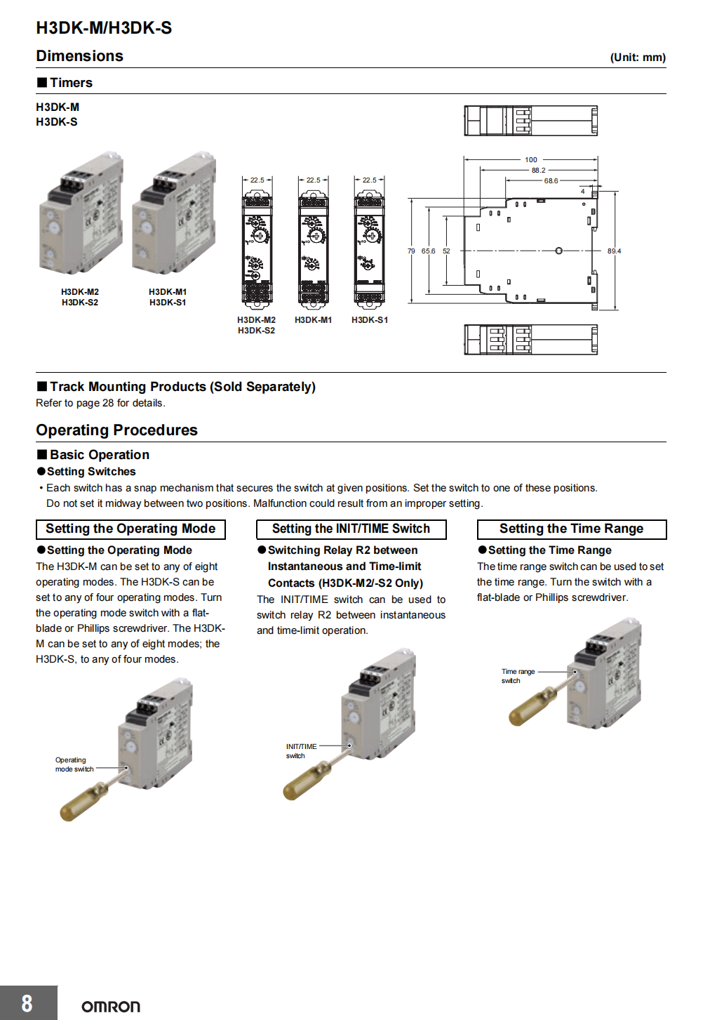 Omron DIN Rail Timer Relay: H3DK-G 24-240VAC/DC