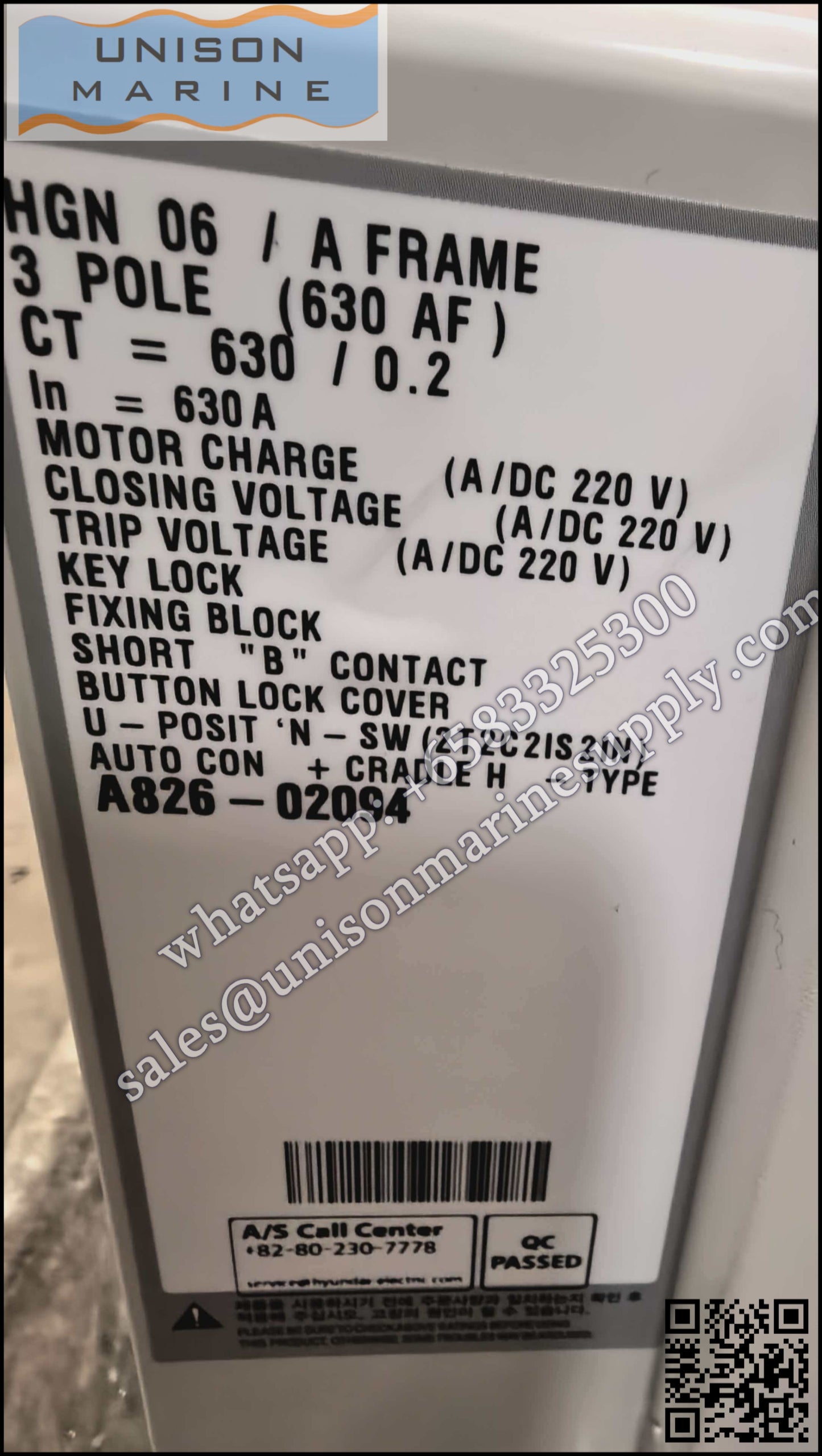 Hyundai Marine Air Circuit Breakers(ACB) ：HGN06 3P Draw-out Type
