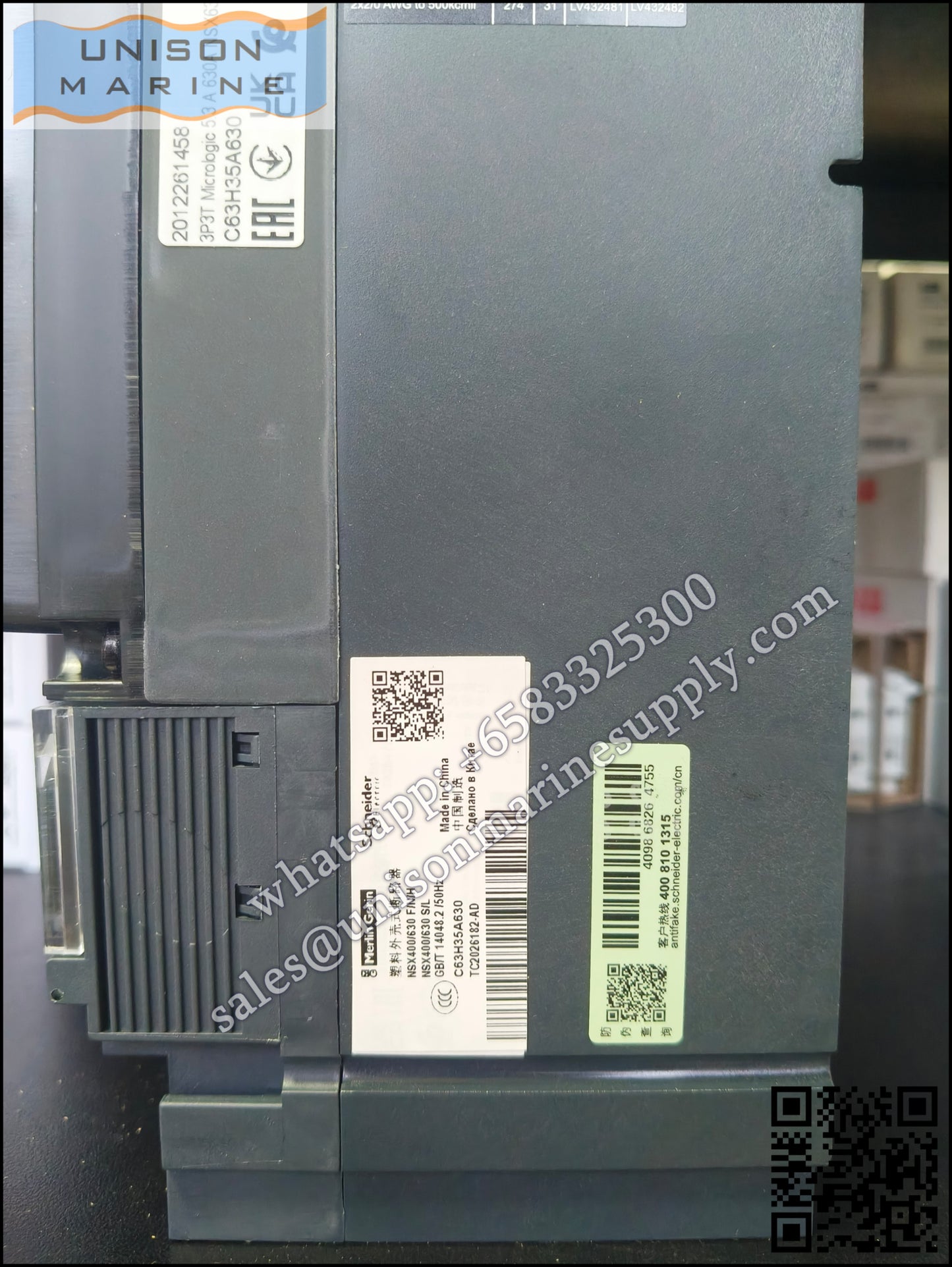 Schneider Electric circuit breaker：NSX630H,  70kA 3P3D 630A Mic5.3A；C63H35A630