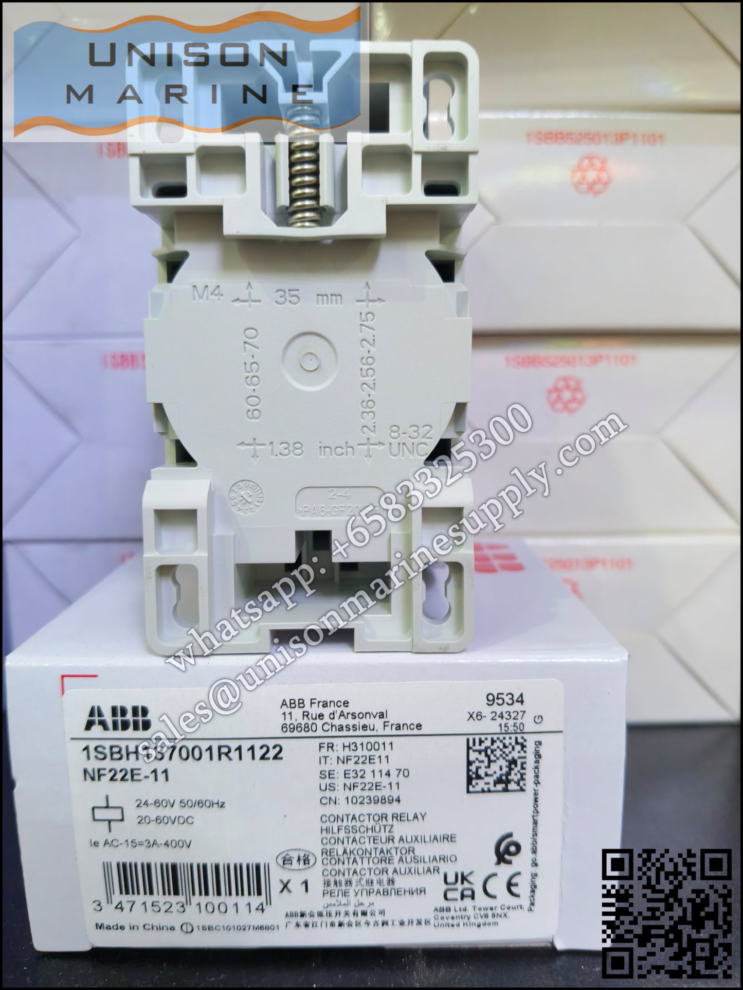 ABB Magnetic Contactors Relay : NF22E-11 24-60V50/60HZ 20-60VDC, 1SBH137001R1122