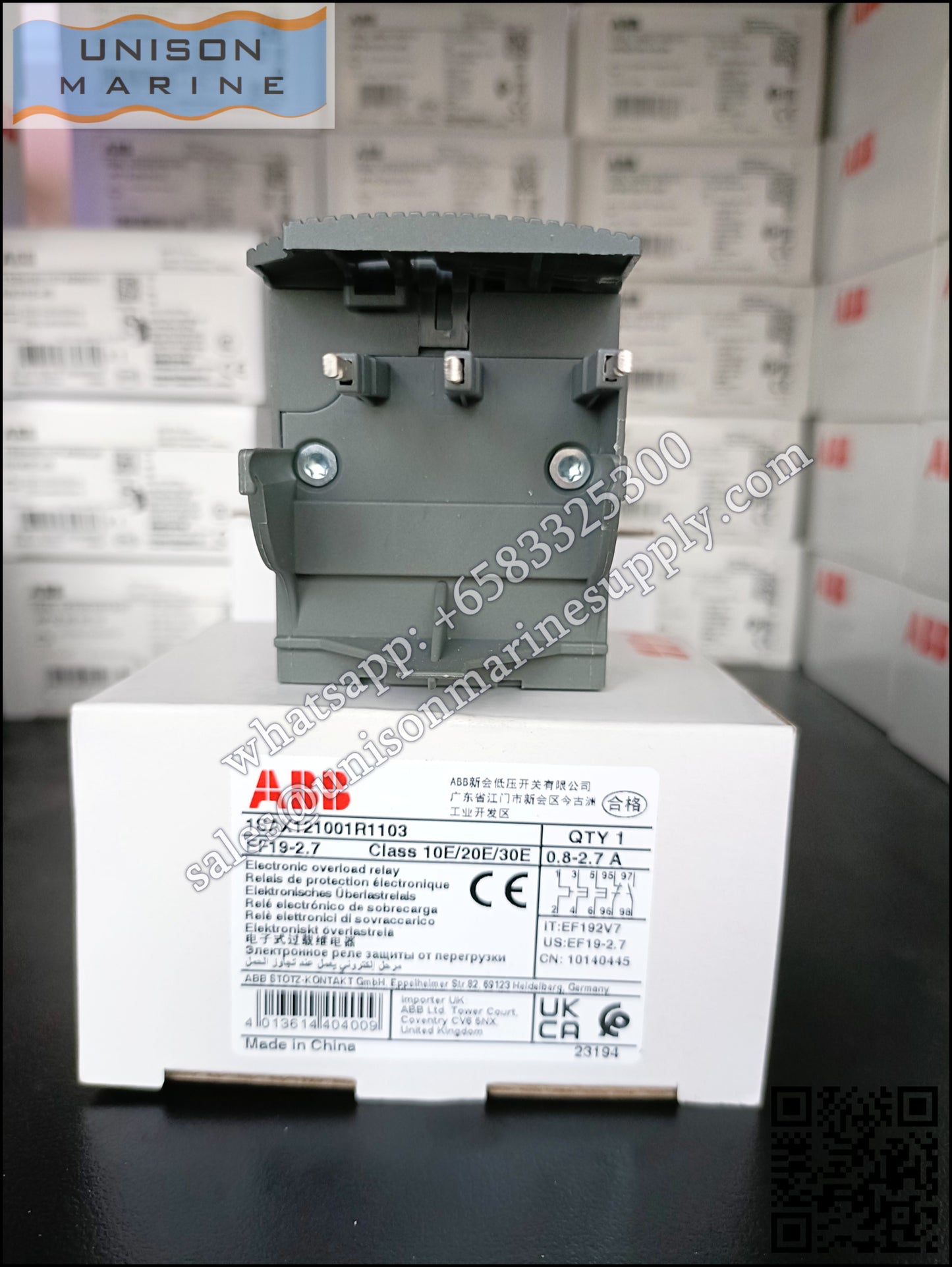 ABB electronic overload relays: EF19-2.7（0.8...2.7A）,1SAX121001R1103