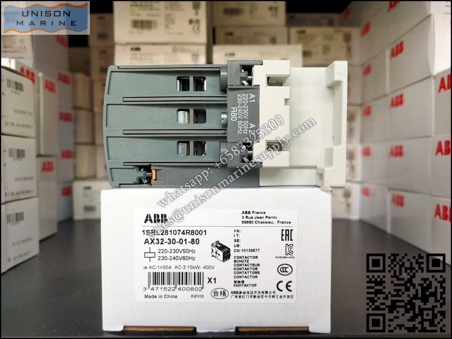 ABB Magnetic Contactors AX Series : AX32-30-01-80*220-230V50Hz/230-240V60Hz,1SBL281074R8001