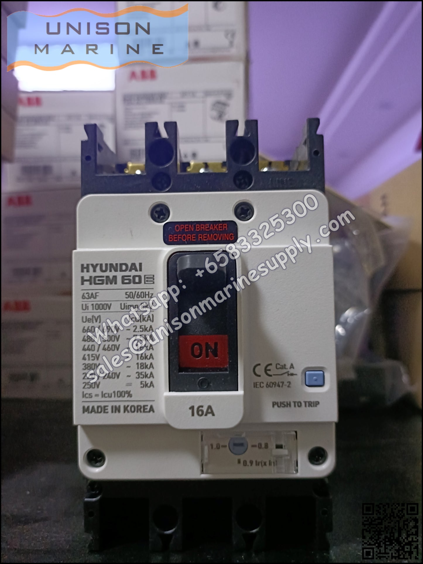 Hyundai Marine Circuit Breaker (MCCB) - HGM60E 3P Fixed / Plug-in Type