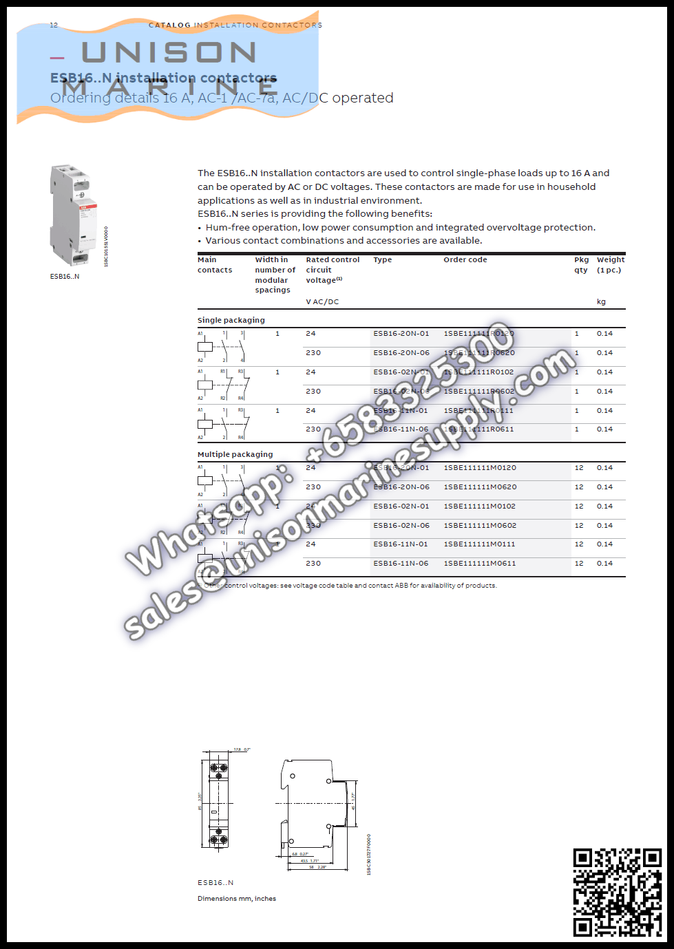 ABB Installation contactors ESB Series ESB100-40N