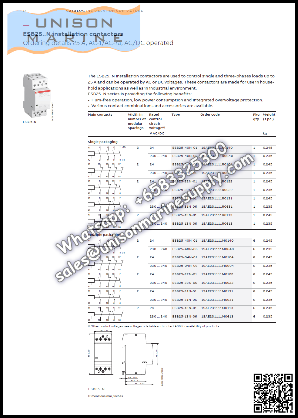 ABB Installation contactors ESB Series ESB100-40N