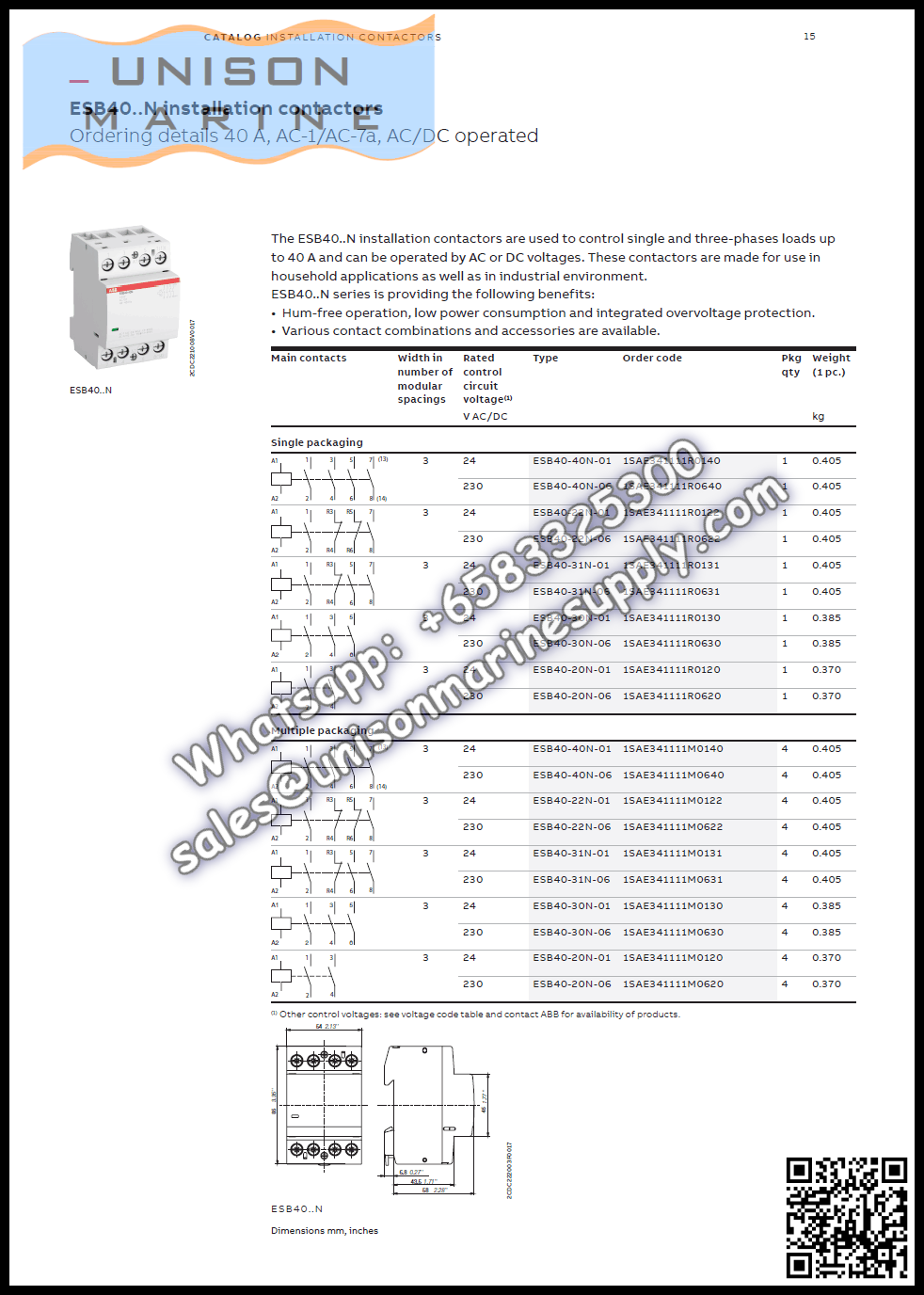 ABB Installation contactors ESB Series ESB100-40N