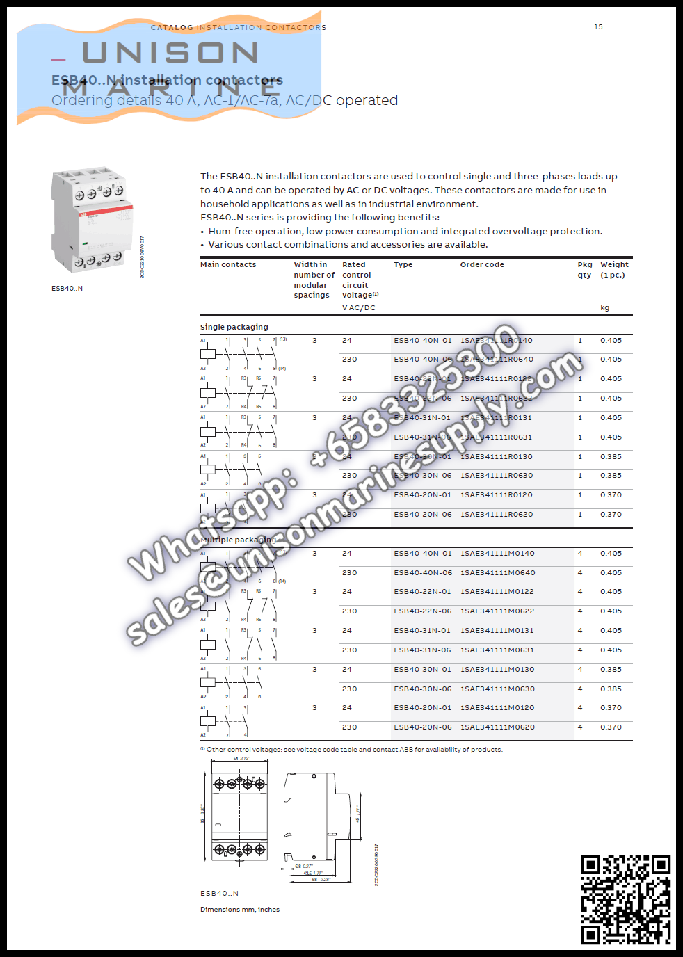 ABB Installation contactors ESB Series ESB16-11N-06
