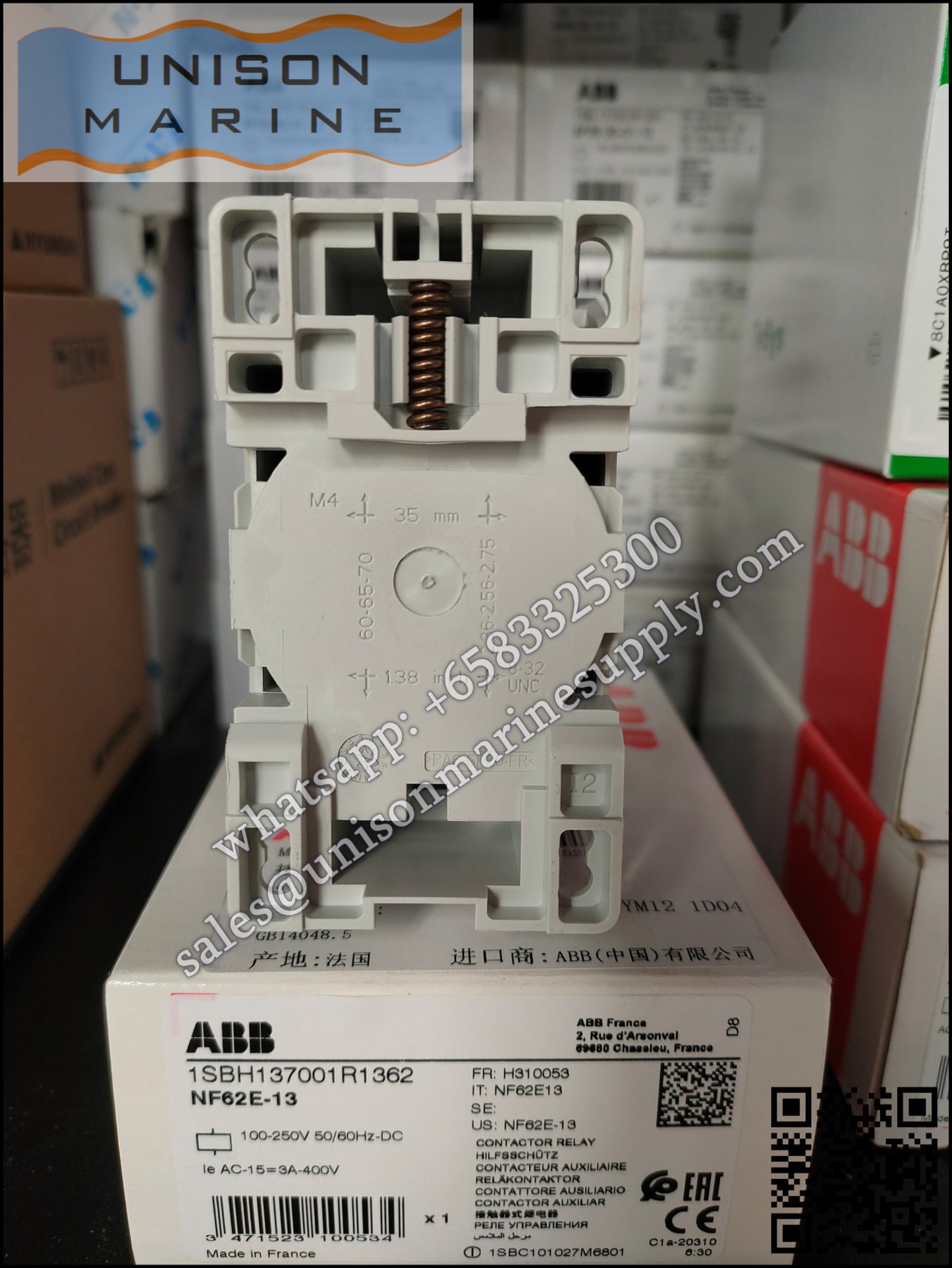 ABB Magnetic Contactors Relay :   NF62E-13 100-250V50/60HZ-DC, 1SBH137001R1362