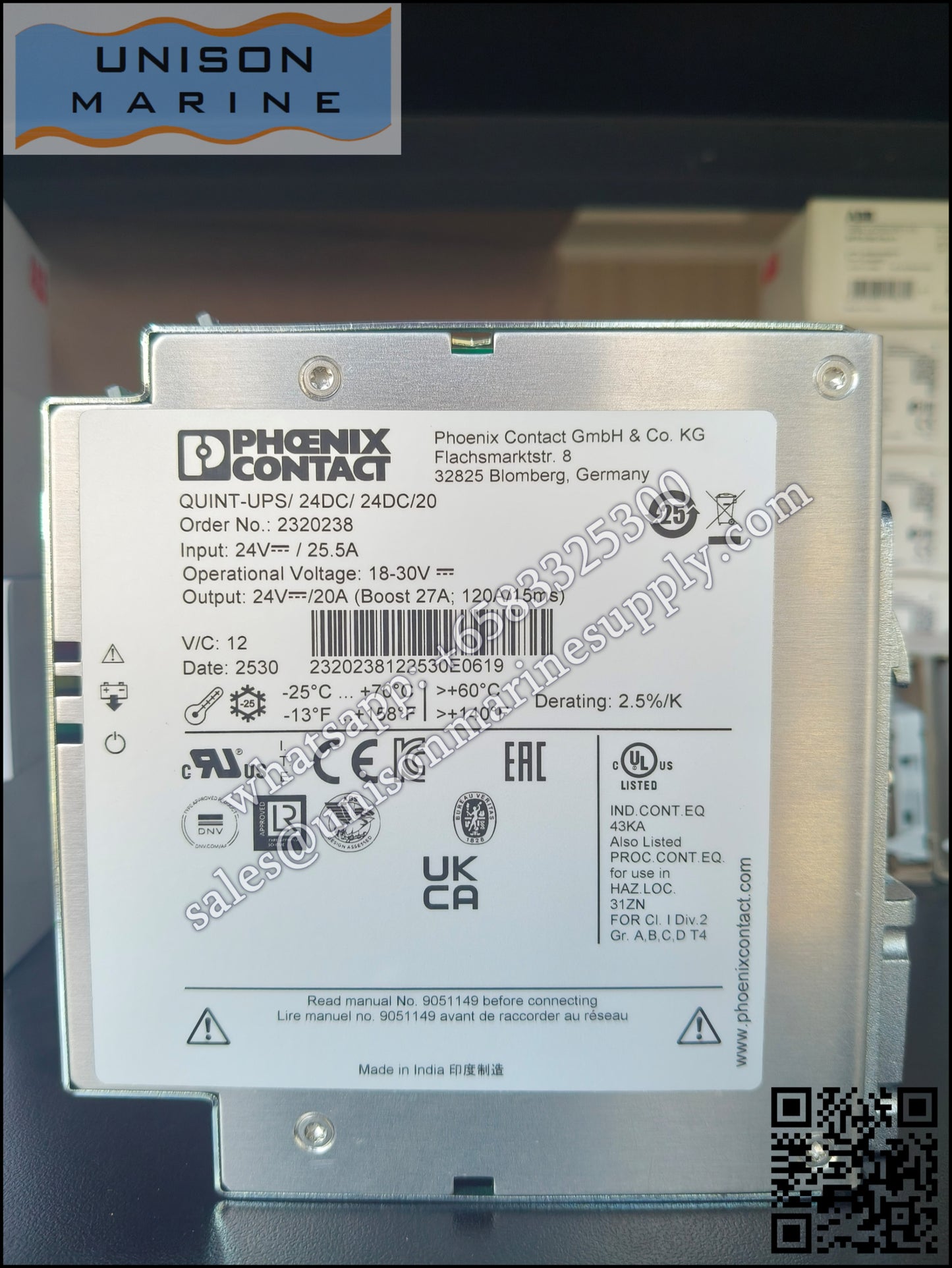 Phoenix Contact DIN Rail Power Supply：QUINT-UPS/ 24DC/ 24DC/20,2320238