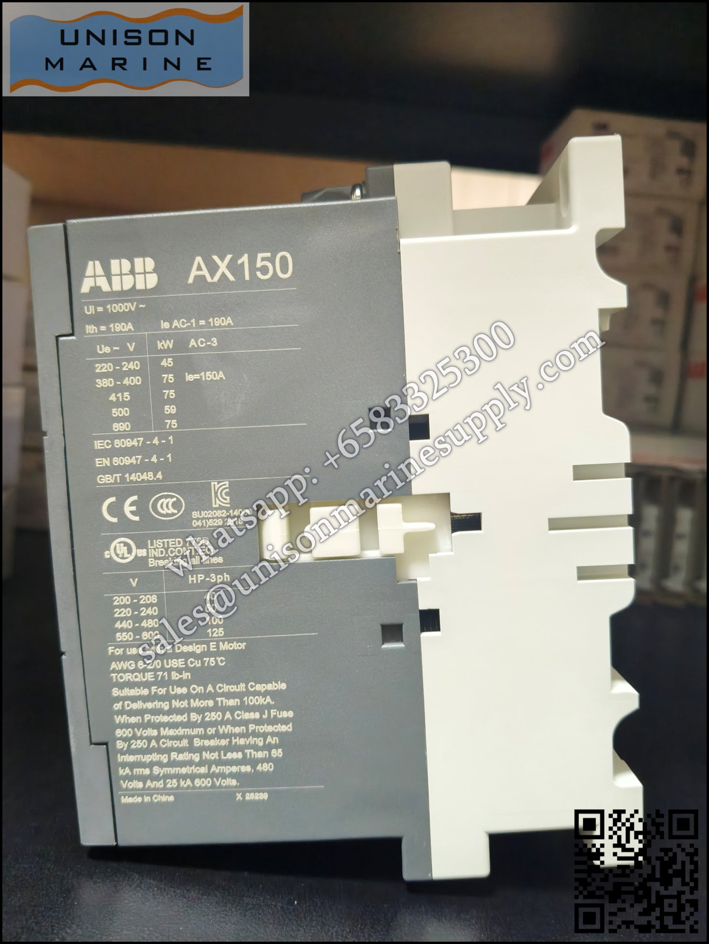 ABB Magnetic Contactors AX Series : AX150-30-11-80*220-230V50Hz/230-240V60Hz,1SFL991074R8011