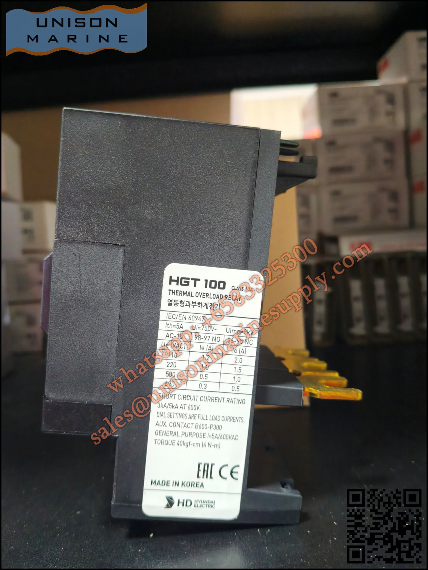 Hyundai Marine Thermal Overload Relay (TOR)-HGT100H A0065S