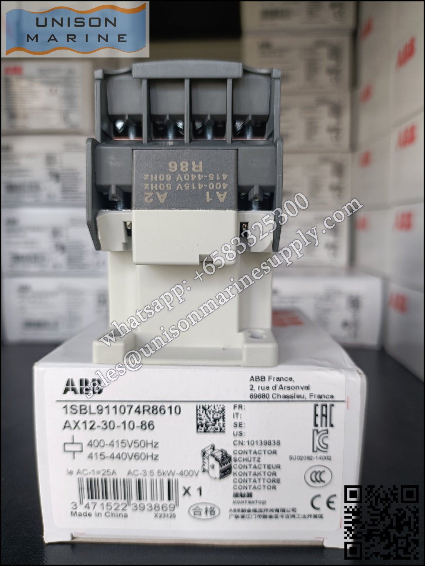 ABB Magnetic Contactors AX Series :  AX12-30-10-86 400-415V50Hz/415V-440V60Hz,1SBL911074R8610