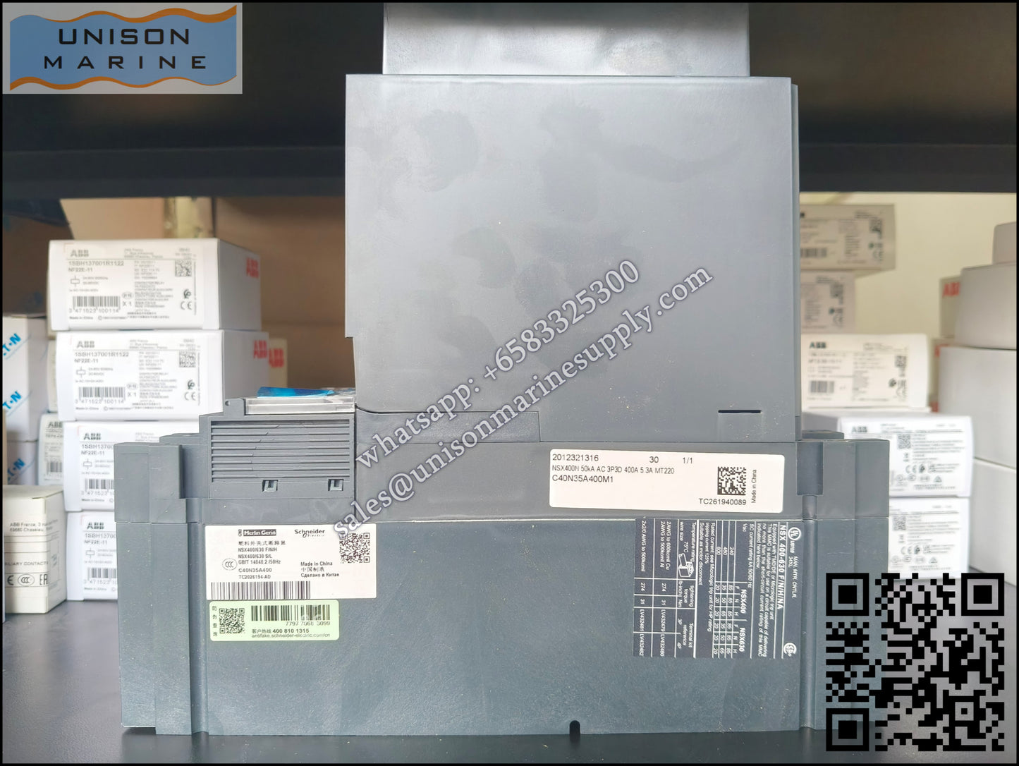 Schneider Electric circuit breaker - NSX400N 50kA AC 3P3D 400A Mic 5.3A Trip Unit MT220,C40N35A400M1