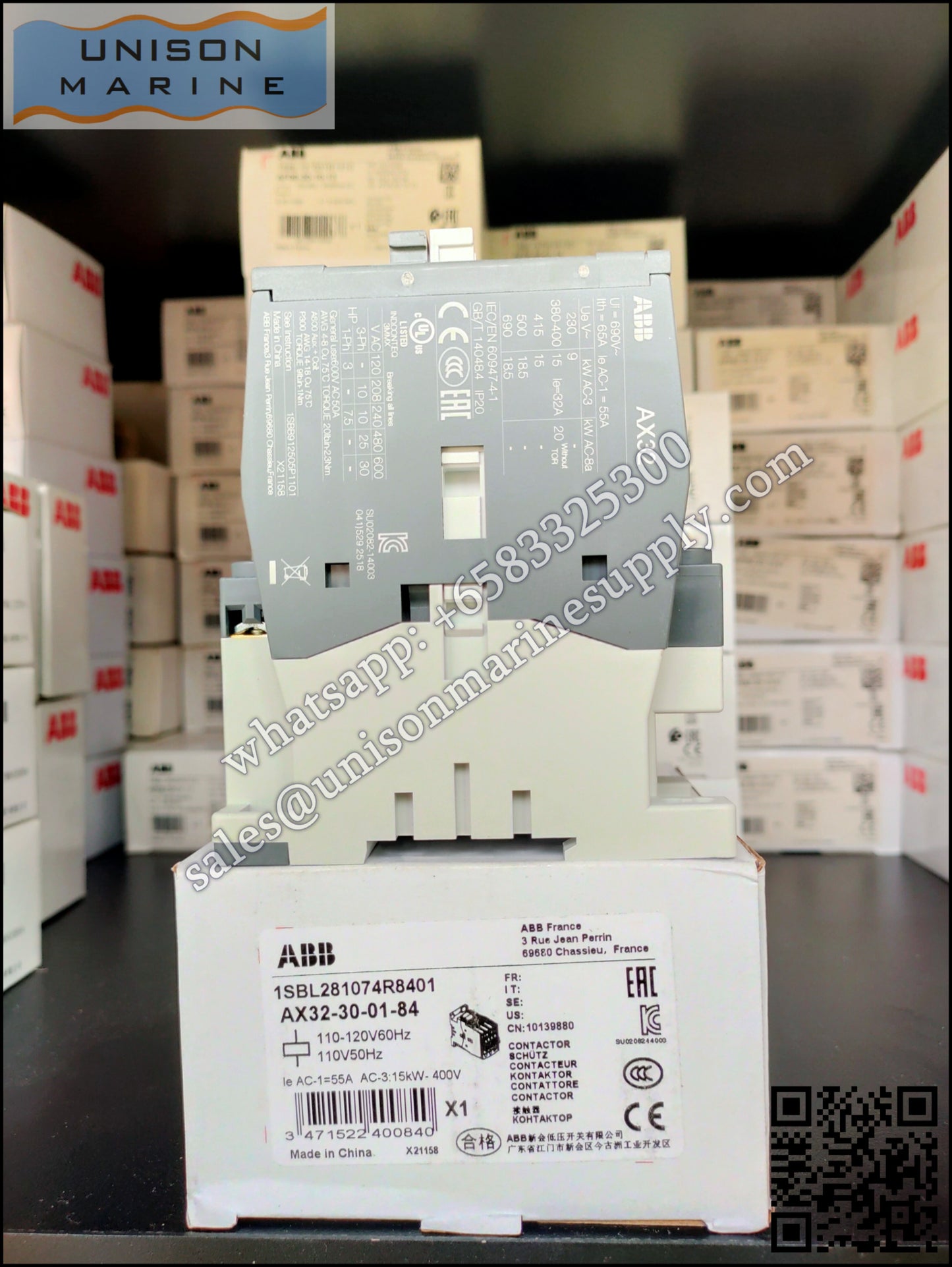 ABB Magnetic Contactors AX Series :  AX32-30-01-84 110V50Hz/110-120V60Hz,1SBL281074R8401