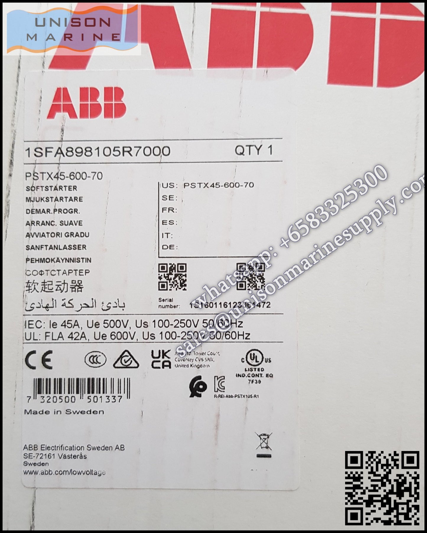 ABB Softstarter PSTX45-600-70, 1SFA898105R7000