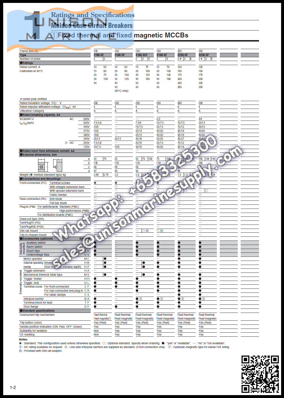 TRASAKI Marine Circuit Breaker (MCCB) - E100SF 3P Fixed / Plug-in Type