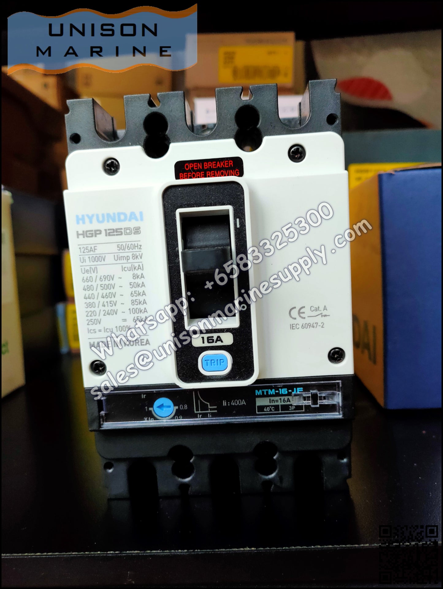 Hyundai Marine Circuit Breaker (MCCB) - HGP125DS 3P Fixed / Plug-in Type