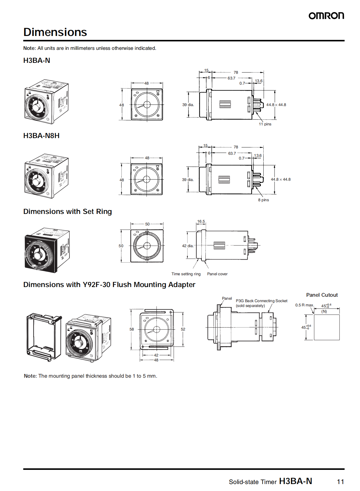 Omron Solid-state Timer: H3CR-A8E, 1.2s to 300h/100 to 240VAC