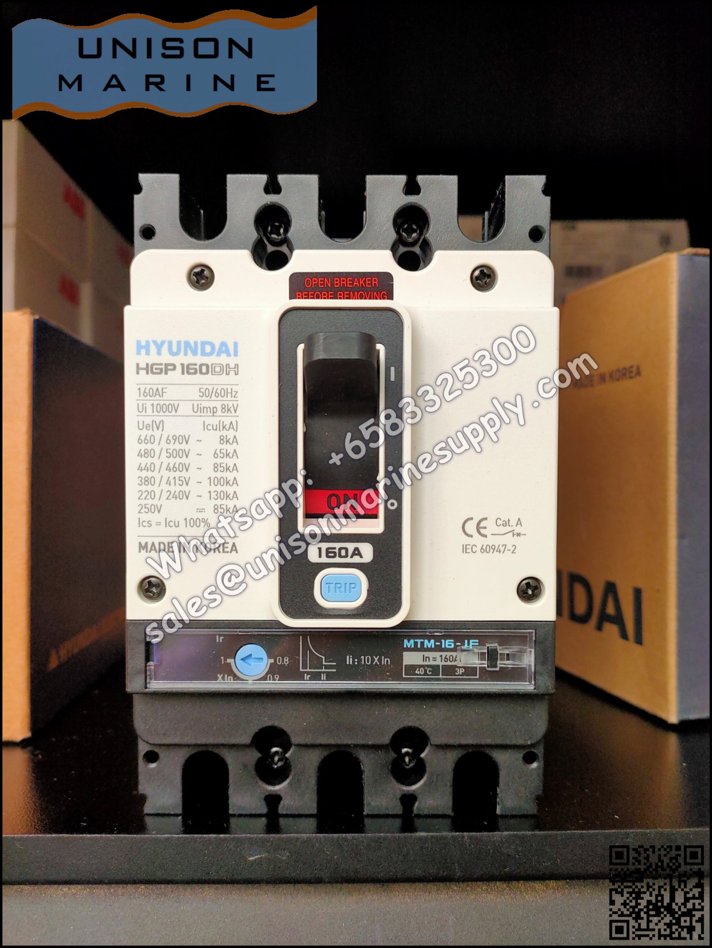 Hyundai Marine Circuit Breaker (MCCB) - HGP160DH 3P Fixed / Plug-in Type