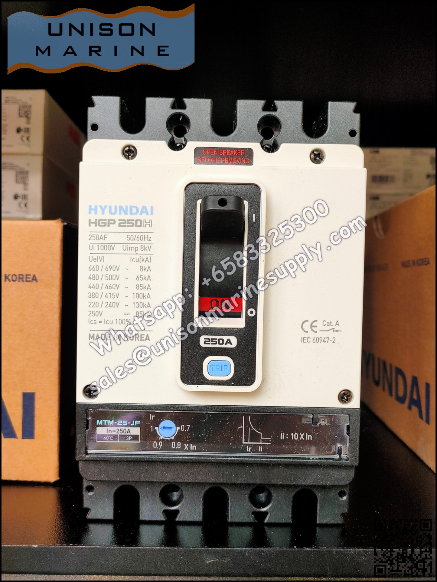 Hyundai Marine Circuit Breaker (MCCB) - HGP250H 3P Fixed / Plug-in Type