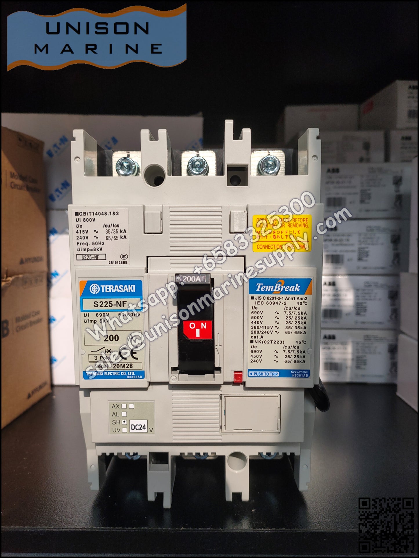 TERASAKI Molded Case Circuit Breaker, MCCB: S225-NF 3P 200A PMC